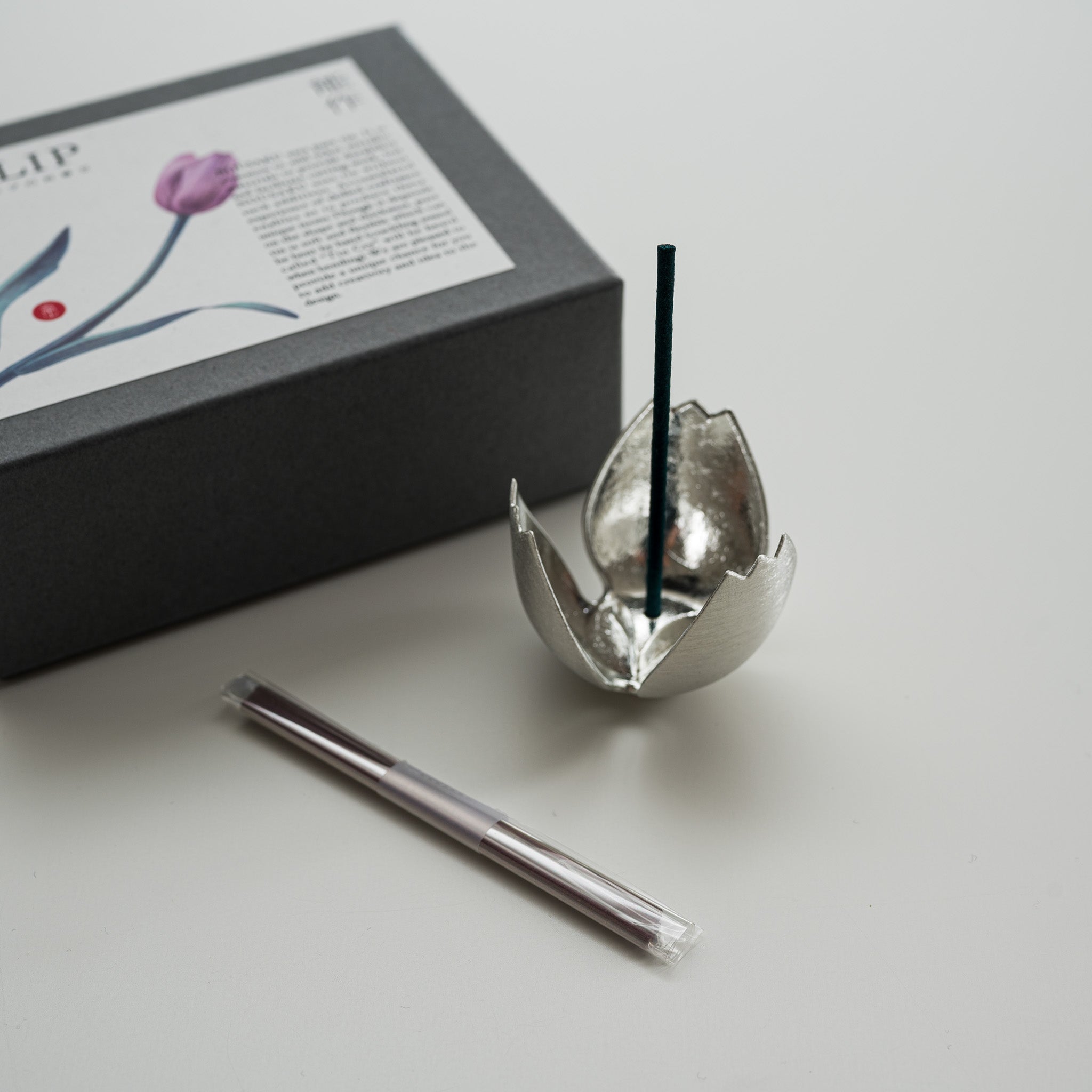 NOUSAKU Japanese Tin Incense Holder - Elegant Tulip Design for Aromatherapy & Meditation | Perfect for Home, Office & Zen Decor