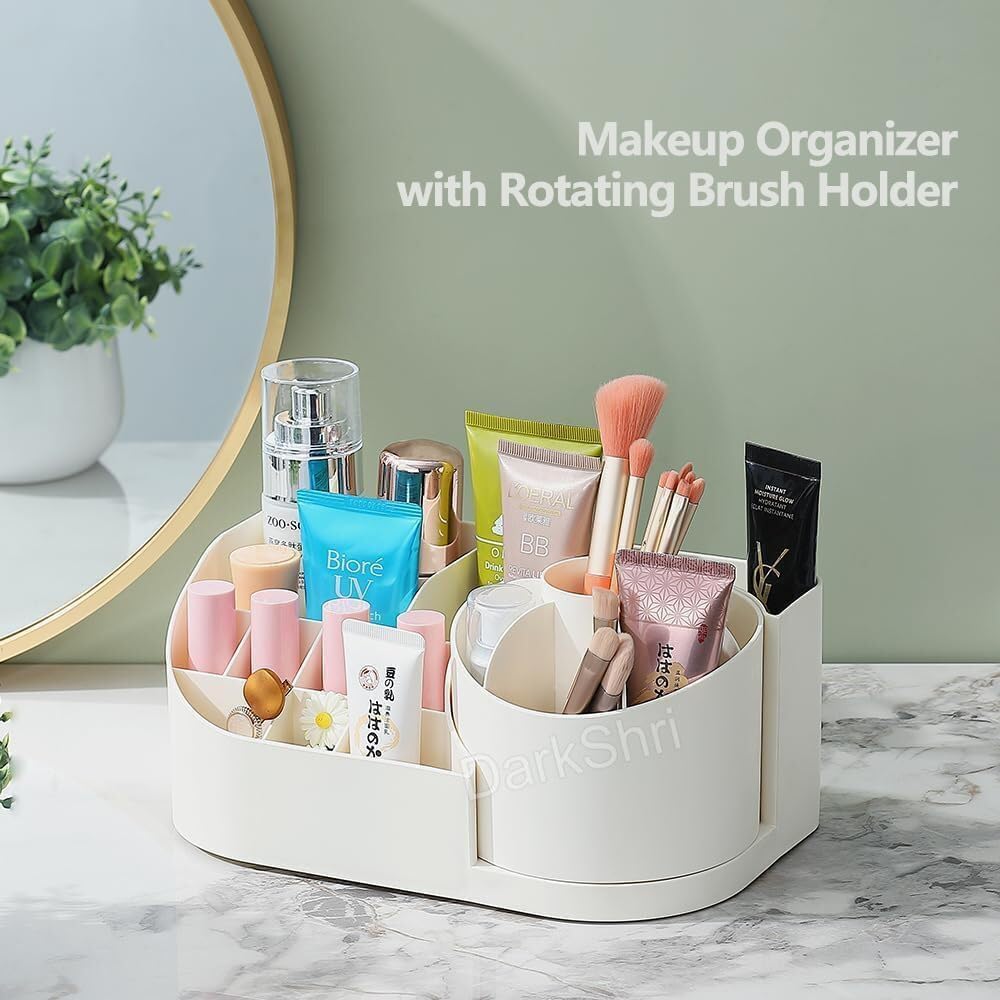 DarkShri 360 Storage Box - Multipurpose Desk Organizer & Drawer Divider for Office, Kitchen, Bathroom, Bedroom | Makeup & Craft Storage Tray | Space-Saving Organizer for Home & Office Use