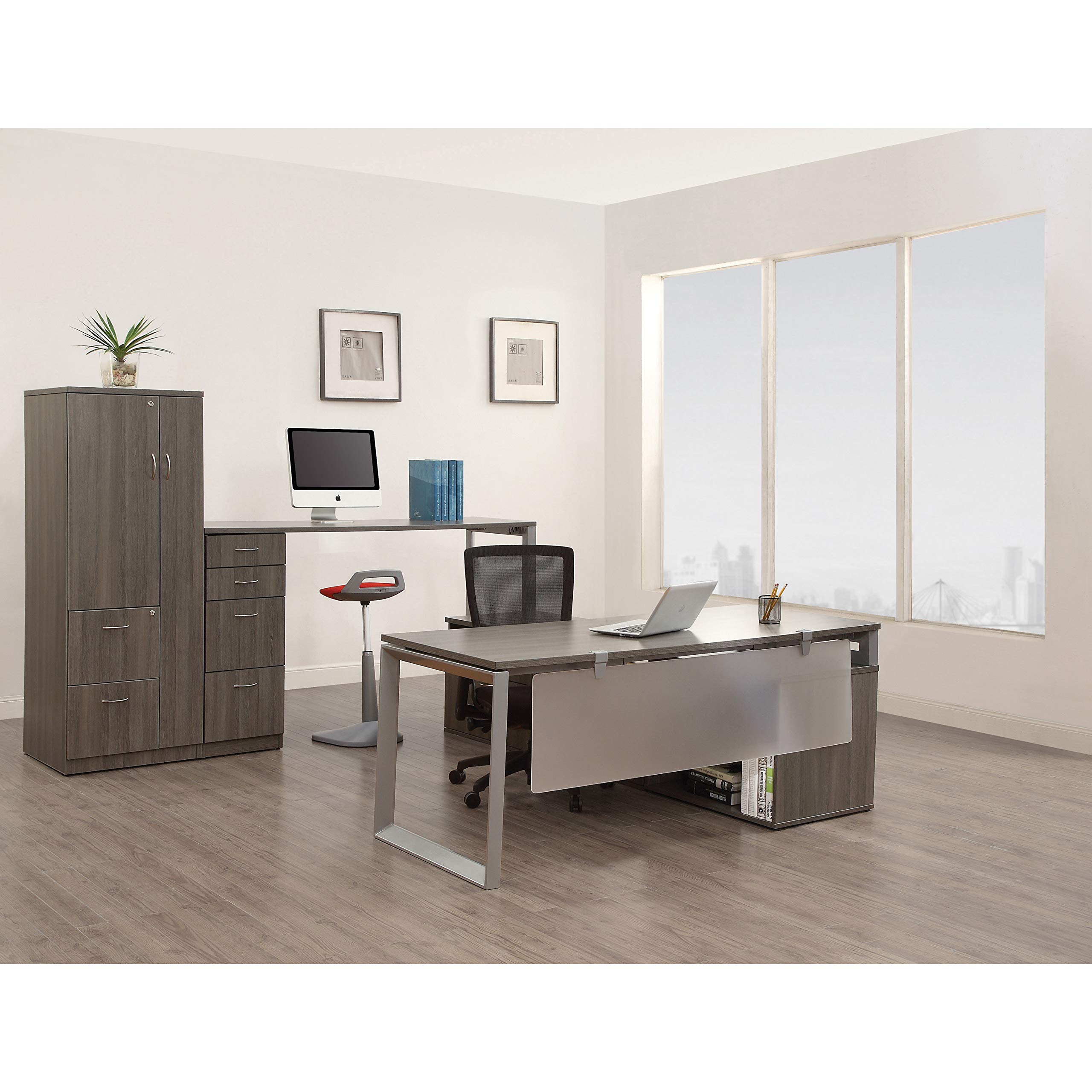 Lorell Relevance Series Charcoal Laminate Office Desk & Furniture Set - Modern Home Office & Workspace Solution for Professionals & Students