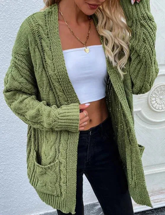 Open Front Long Women's Cardigan Sweater - Cozy Knit Wrap for Fall & Winter Layering