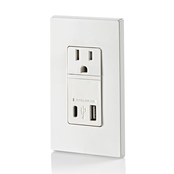 Decora Evolve™ USB A + USB C® Charger Module, VMAC2 1W - Fast Charging Dual Port Outlet for Home & Office Use
