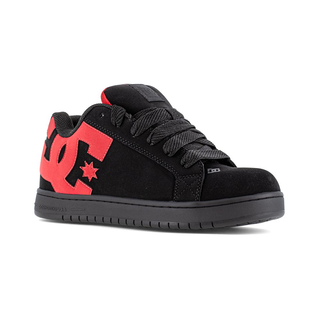 Court Graffik Composite Toe Work Shoes for Men - Black/Red Safety Boots with Slip-Resistant Outsole | Ideal for Construction, Warehouse & Industrial Work