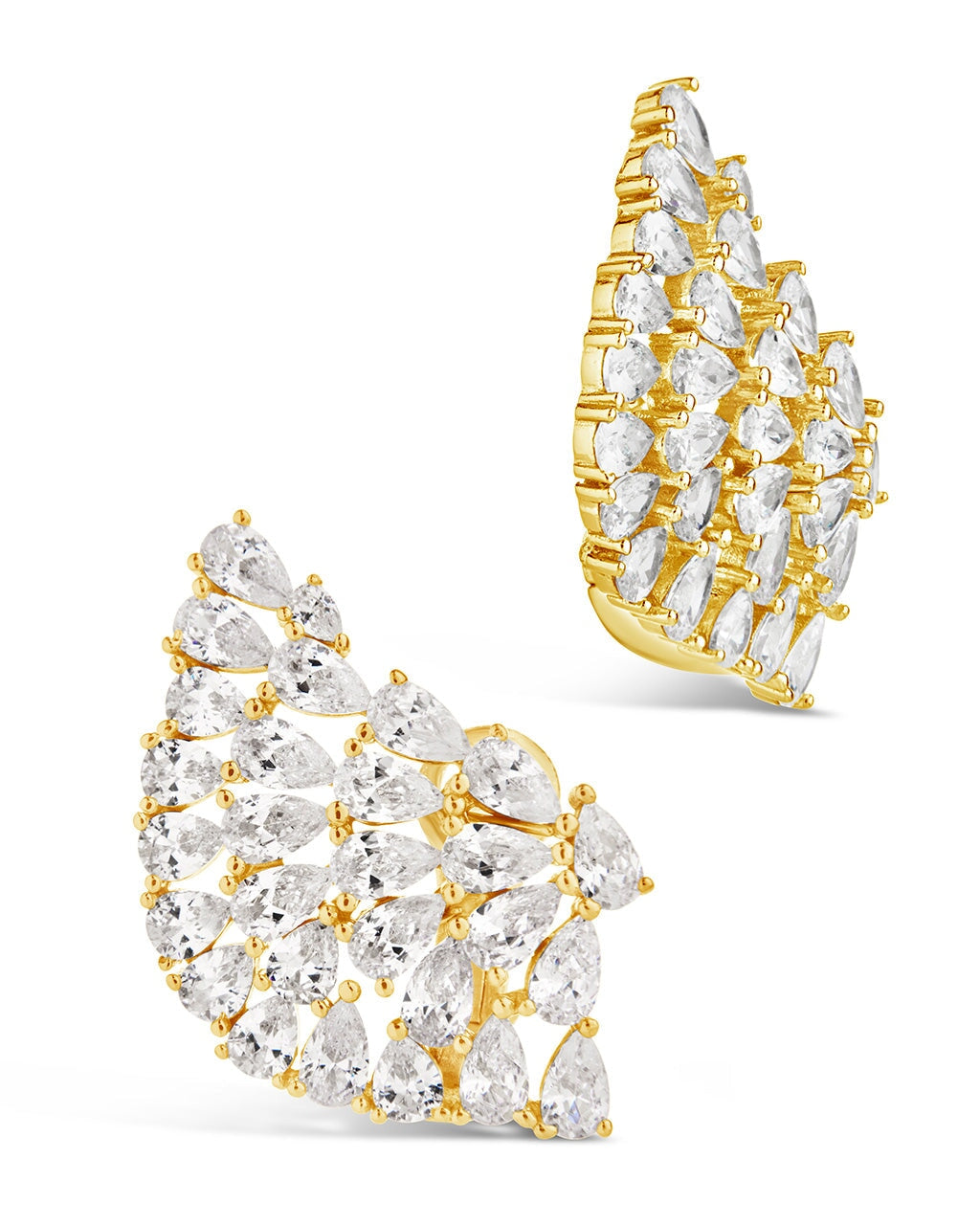 Miranda CZ Fan Stud Earrings for Women - Sparkling Cubic Zirconia Fashion Jewelry - Perfect for Parties, Weddings & Everyday Wear
