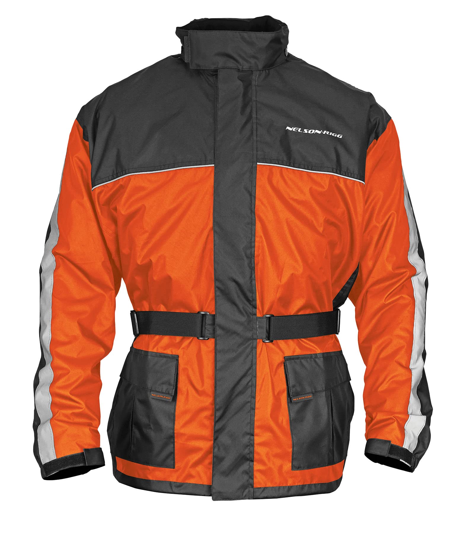 Nelson Rigg Solo Storm Rain Jacket - Waterproof Motorcycle Jacket for Men, Breathable & Packable Riding Gear (Orange/Black, Large) - Ideal for Commuting, Touring & Outdoor Adventures
