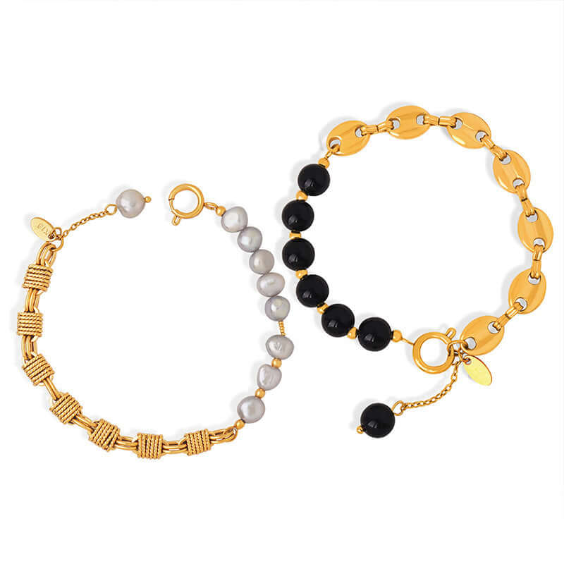 Freshwater Pearl & Agate Pig Nose Bracelet for Women - Elegant Adjustable Beaded Jewelry Gift for Birthday, Anniversary | Perfect for Daily Wear, Office & Special Occasions | E379