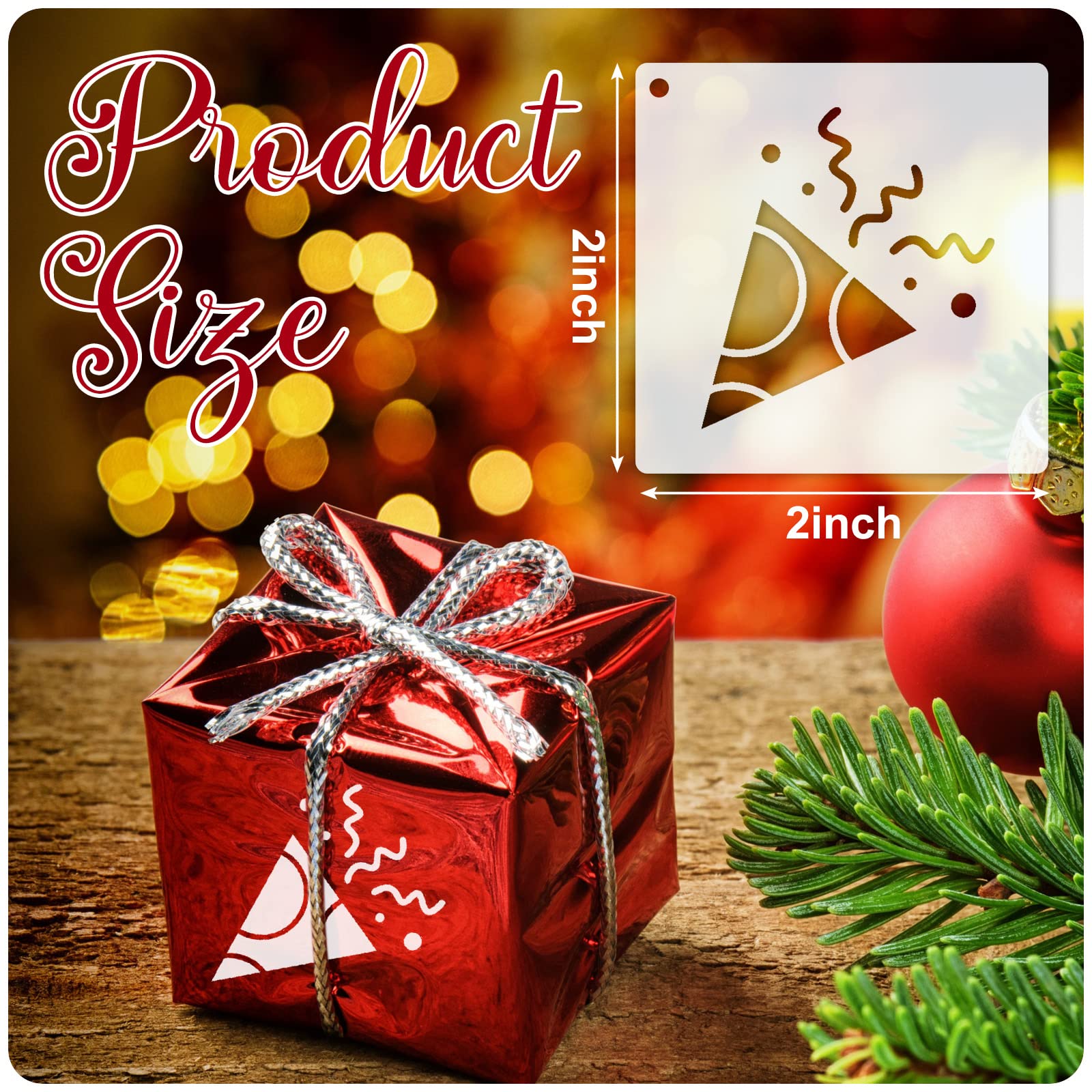 100 Pcs Reusable Wood Painting Stencils - Santa Style 2x2 Inch Drawing Templates for DIY Crafts, Scrapbooking, Holiday Decor & Home Wall Art | Perfect for Christmas Projects, Gift Wrapping & Seasonal Home Decoration