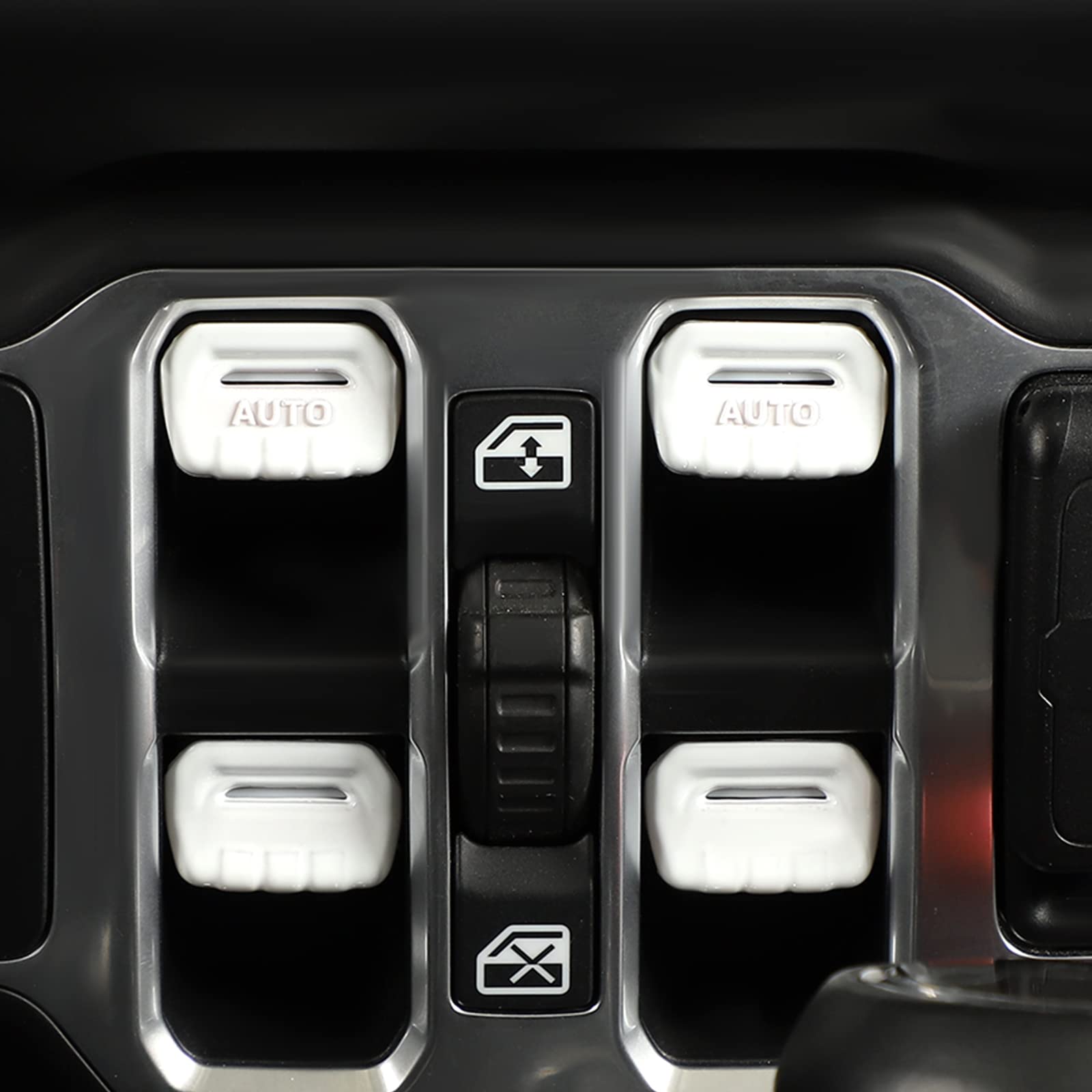 4PCS White Window Switch Button Cover Trim Interior Accessories for Jeep Wrangler JL JLU Gladiator JT 2018-2023 - Upgrade Your Ride with Stylish Protection (Perfect for Off-Roading & Daily Commute)
