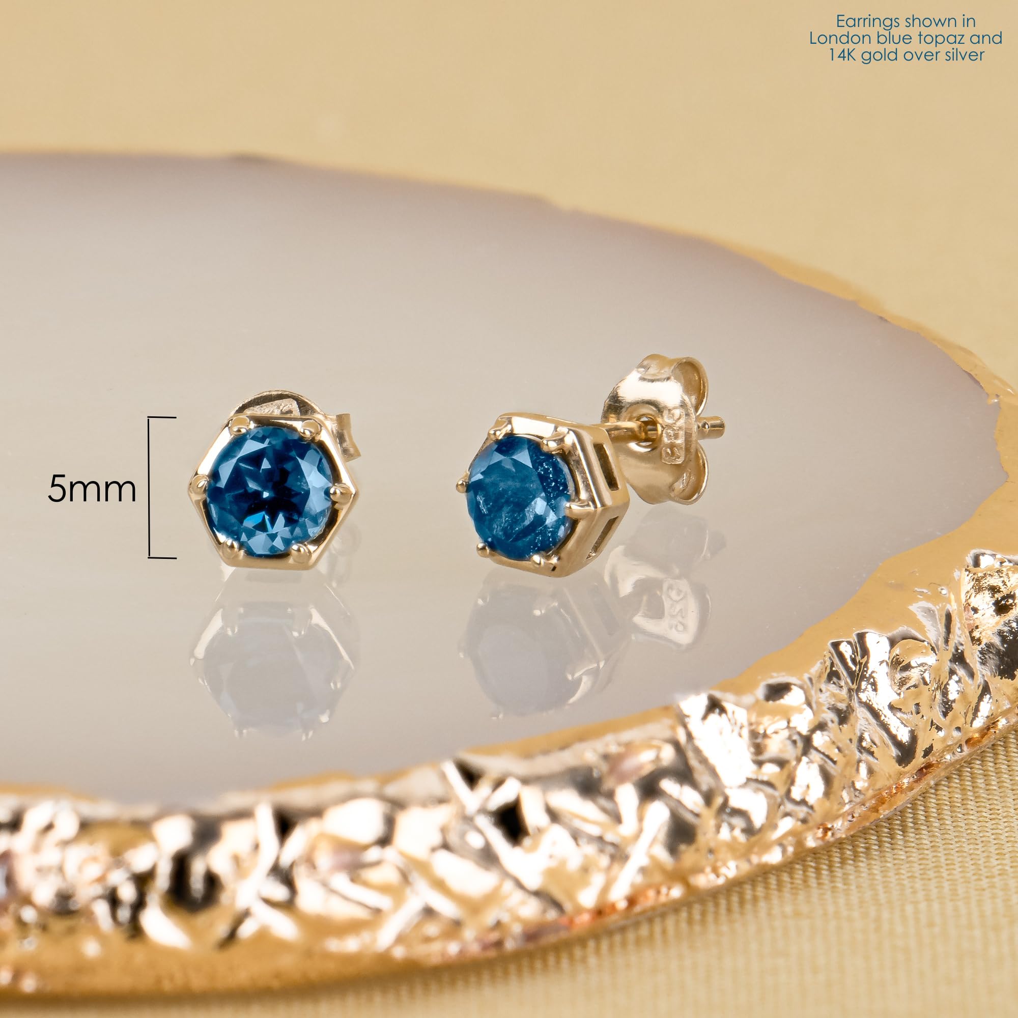14K Gold Citrine Stud Earrings for Women - November Birthstone Jewelry - Genuine Citrine Gemstone Earrings in 925 Sterling Silver - Perfect Gift for Birthday, Anniversary & Special Occasions
