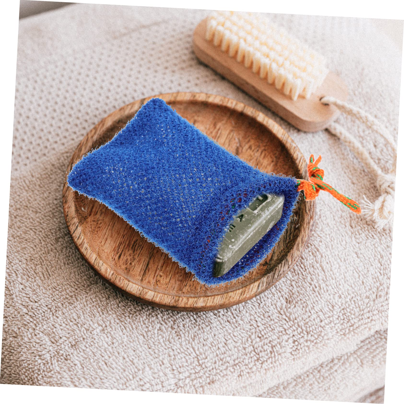 Natural Loofah Soap Bag with Drawstring - Soft & Comfortable Texture for Efficient Lathering - Perfect for Shower, Bath, and Travel Use