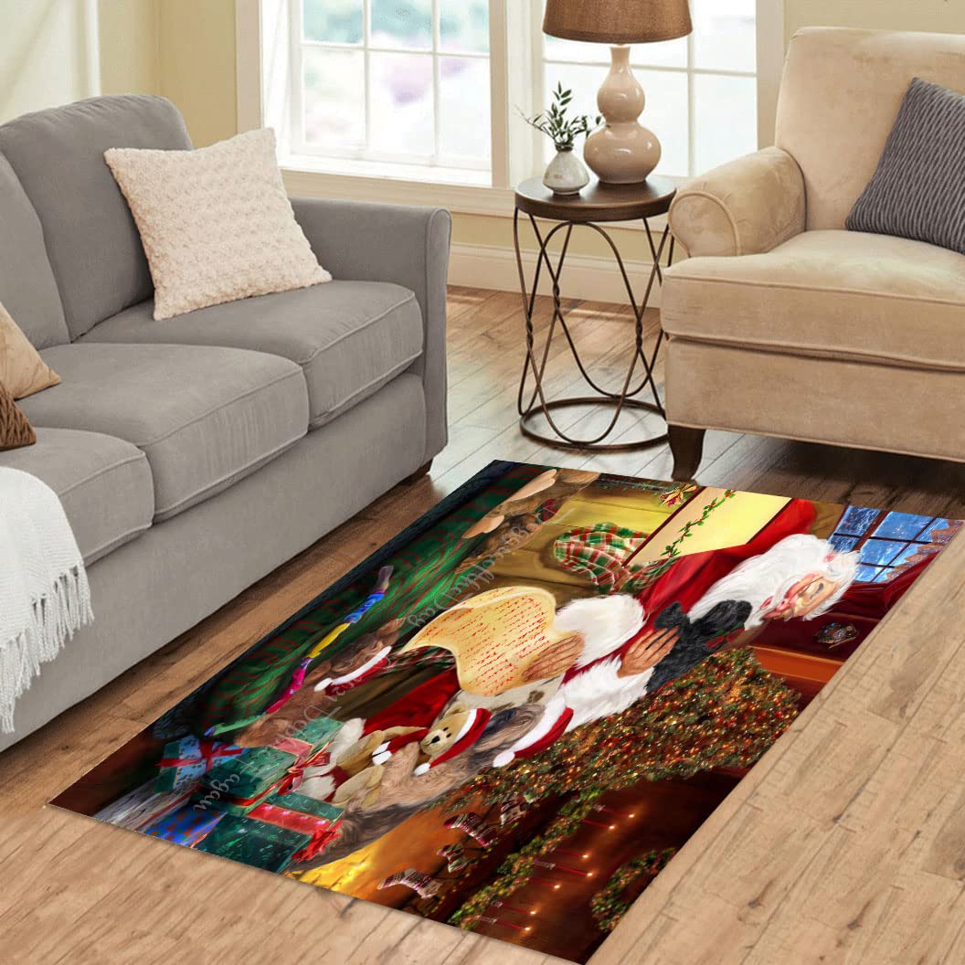 Ultra Soft Christmas Santa Sleeping with Briard Dog Area Rug - Cute Pet Printed Floor Carpet for Dog Lovers - 7'x3'3'' Indoor Decorative Rug - Perfect for Living Room, Bedroom & Pet-Friendly Home Decor