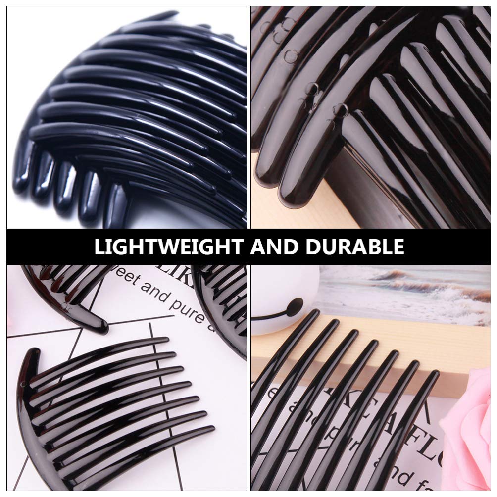 8pcs Black Plastic Hair Combs for Styling - Fashion Hair Side Combs with Wide Teeth for Women & Men - Perfect for Salon, Home Use, Travel & Everyday Hairstyling