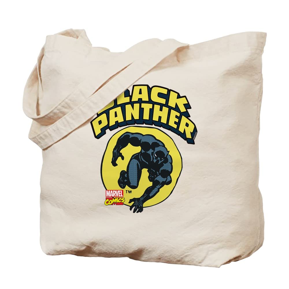 Black Panther Comic Logo Tote Bag - Natural Canvas Reusable Shopping Bag for Groceries, Beach & Comic Conventions | Eco-Friendly Marvel Merchandise