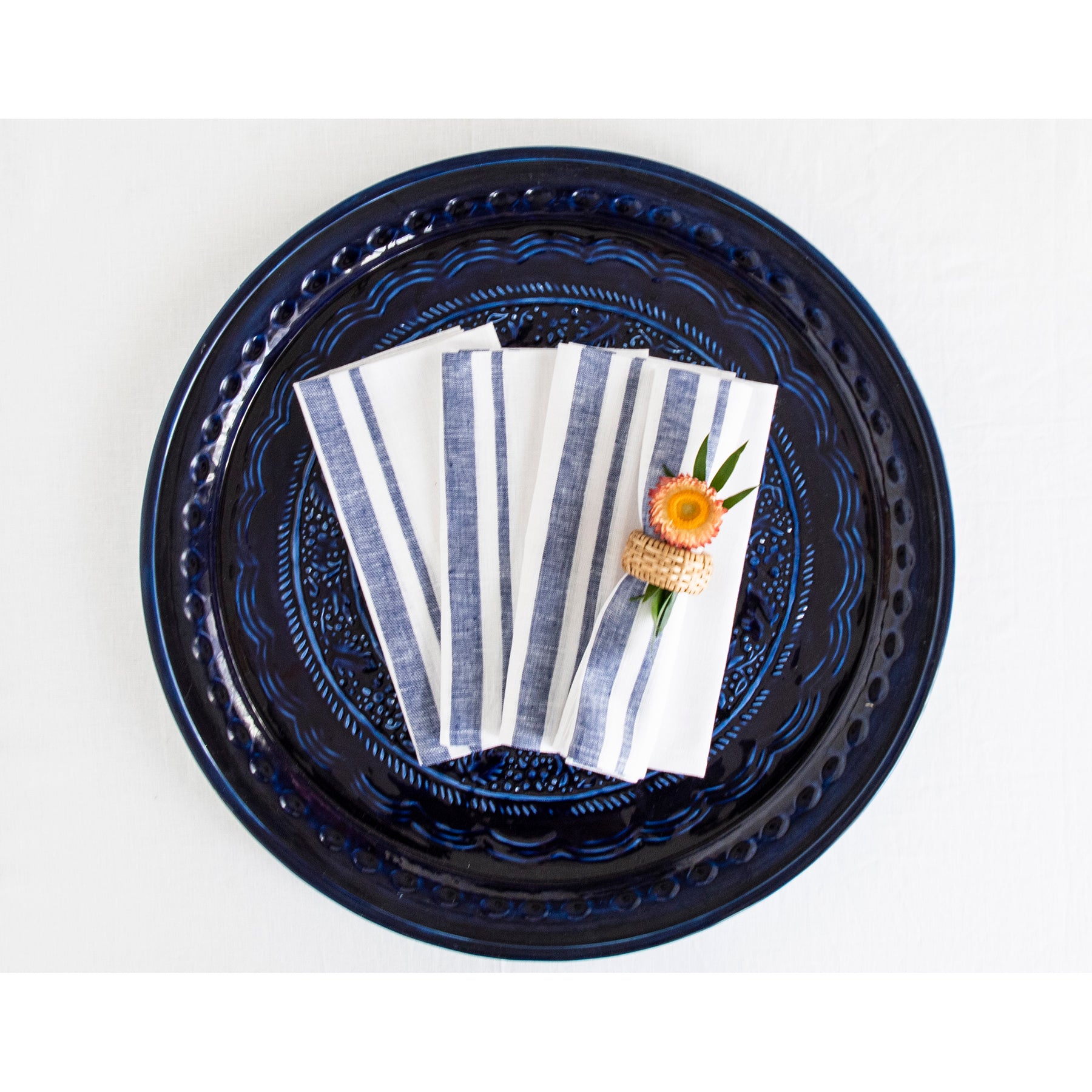 French Striped Cotton Napkins - Premium 12-Pack for Dining, Parties & Home Decor - Elegant Table Setting Accessories