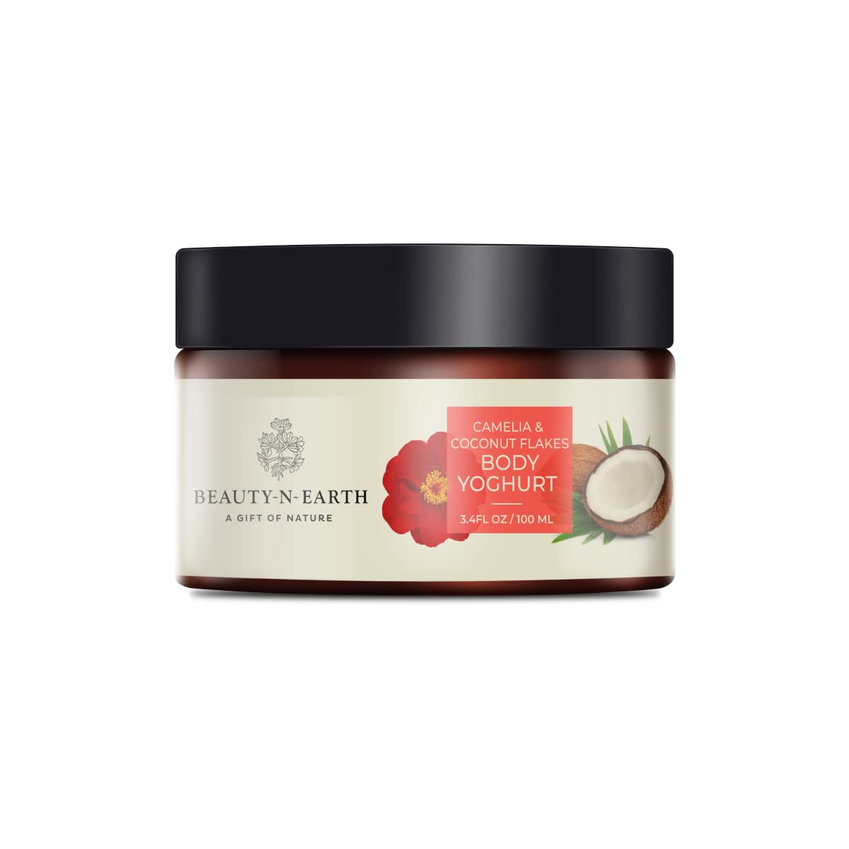 Organic Camellia Coconut Flakes Body Yogurt 100ml - Enriched with Camellia Oleifera Seed Oil, Coconut Oil, Shea Butter & Vitamin E | Hydrating Moisturizer for Dry Skin | Perfect for Spa Day, After Shower & Night Care Routine