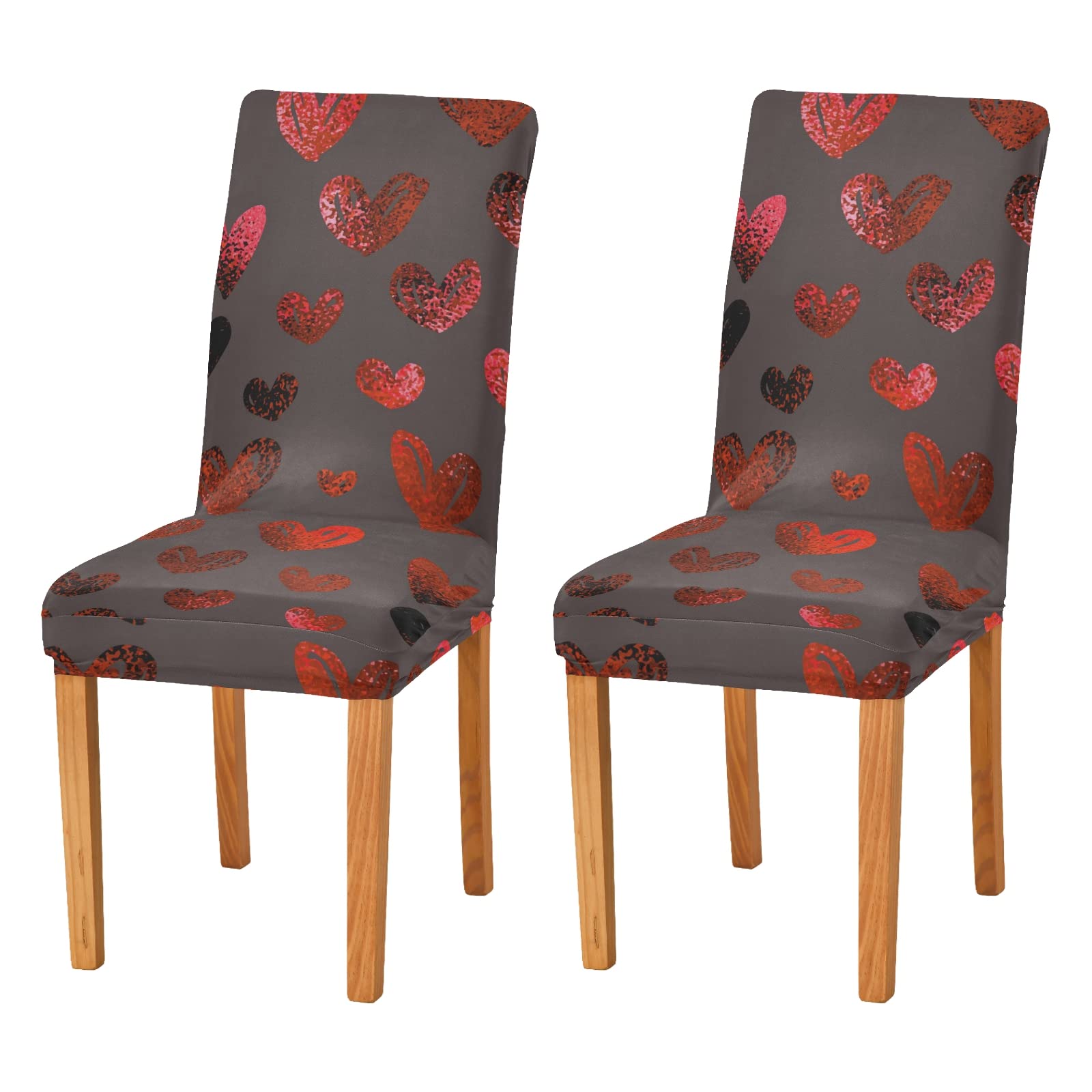4-Piece Universal Dining Chair Covers Set - Washable & Removable Slipcovers for Home, Party Decor - Valentine's Day & Mother's Day Heart Design - Protect Your Chairs in Style | Perfect for Dining Rooms, Weddings, and Special Occasions