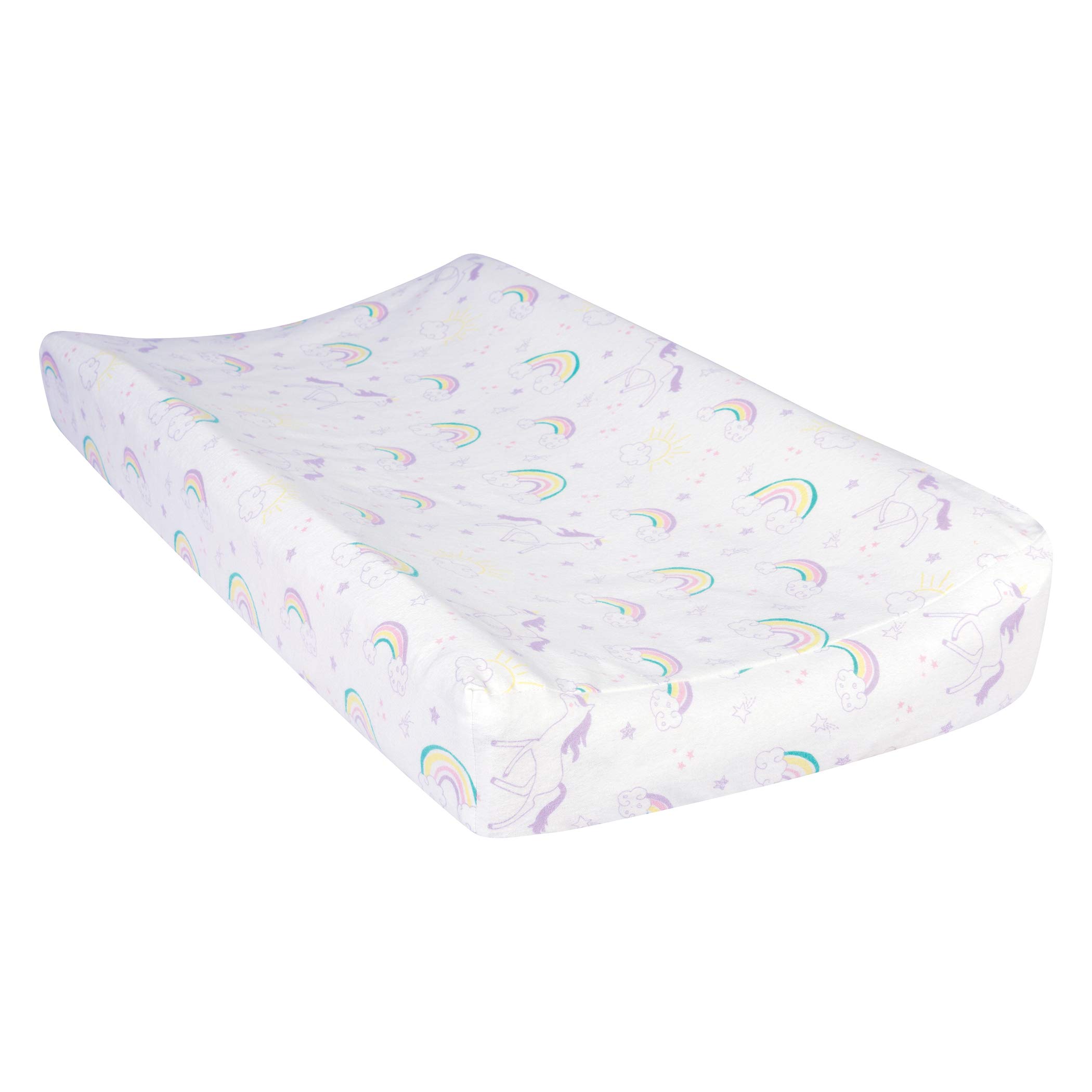 Trend Lab Deluxe Flannel Changing Pad Cover - Soft Unicorn Rainbow Design for Baby Nursery, Waterproof & Washable - Perfect for Diaper Changing Stations, Cribs & Travel (Model 103631)