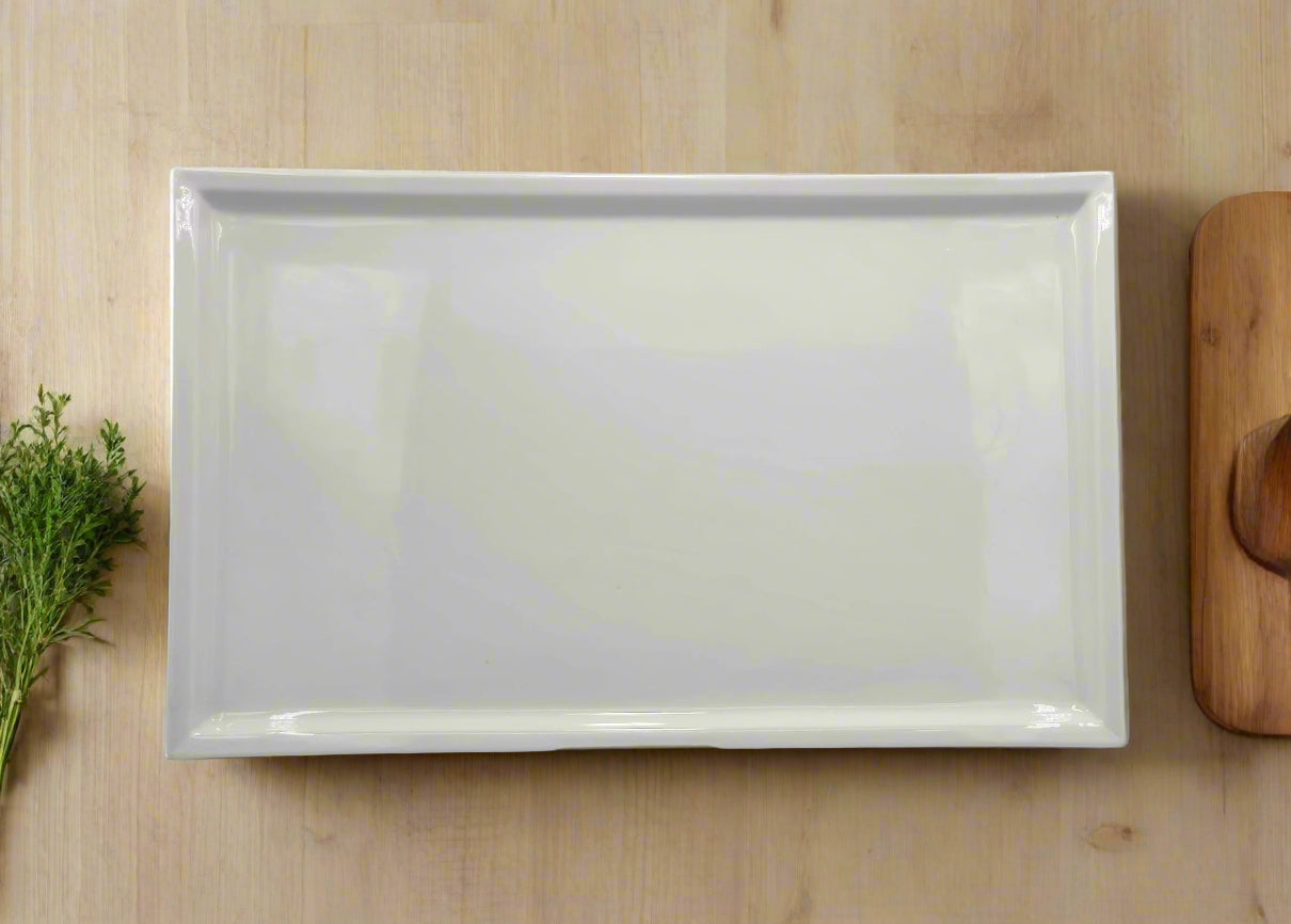 17.75x11 Inch White Rectangular Serving Platter - Elegant Dish for Parties, Weddings, and Holiday Dinners
