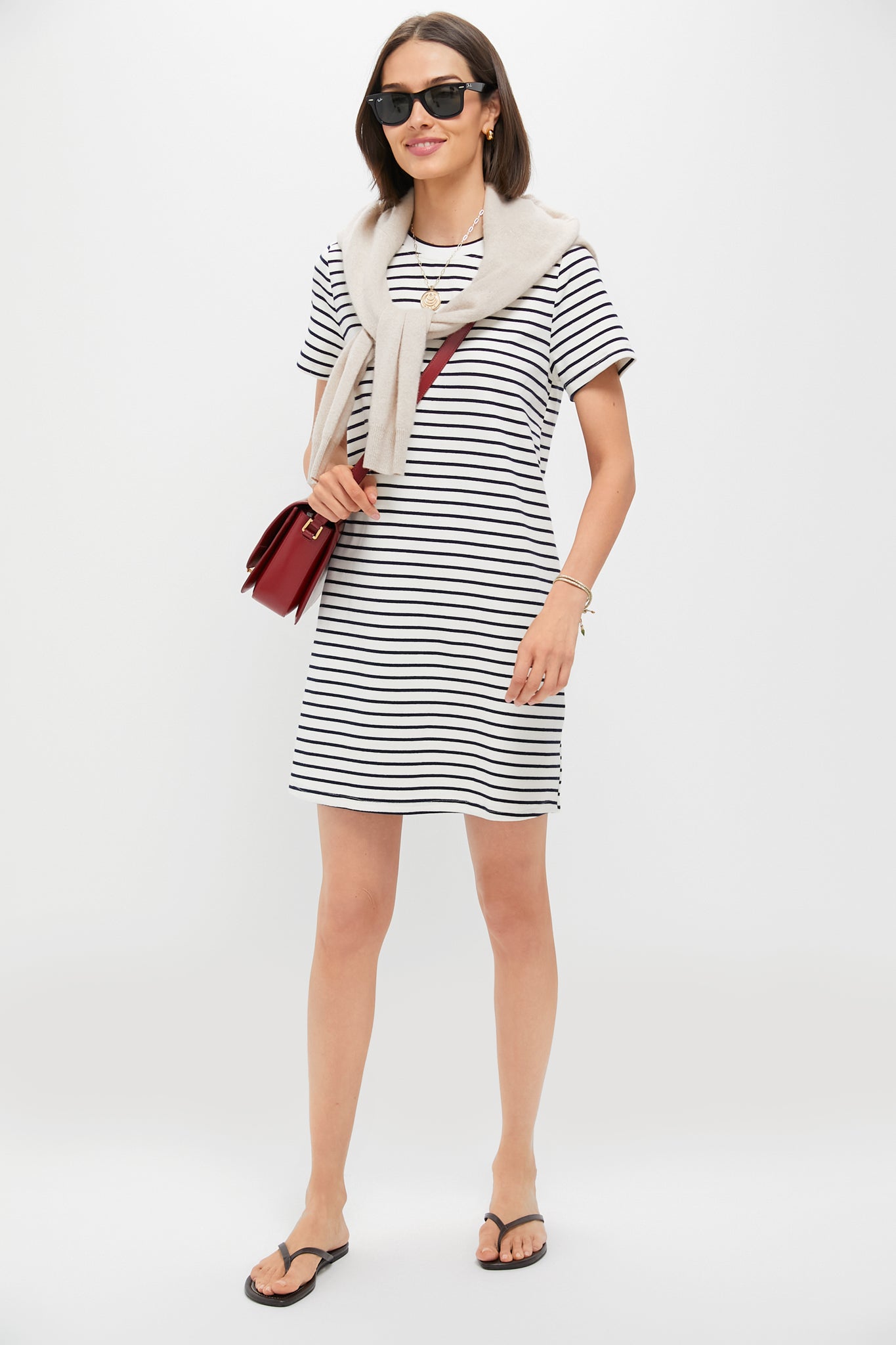 Blue Stripe Aimee Mini Dress for Women - Flowy Summer Casual Dress with Pockets | Perfect for Beach Vacations, Date Nights & Brunch Outings