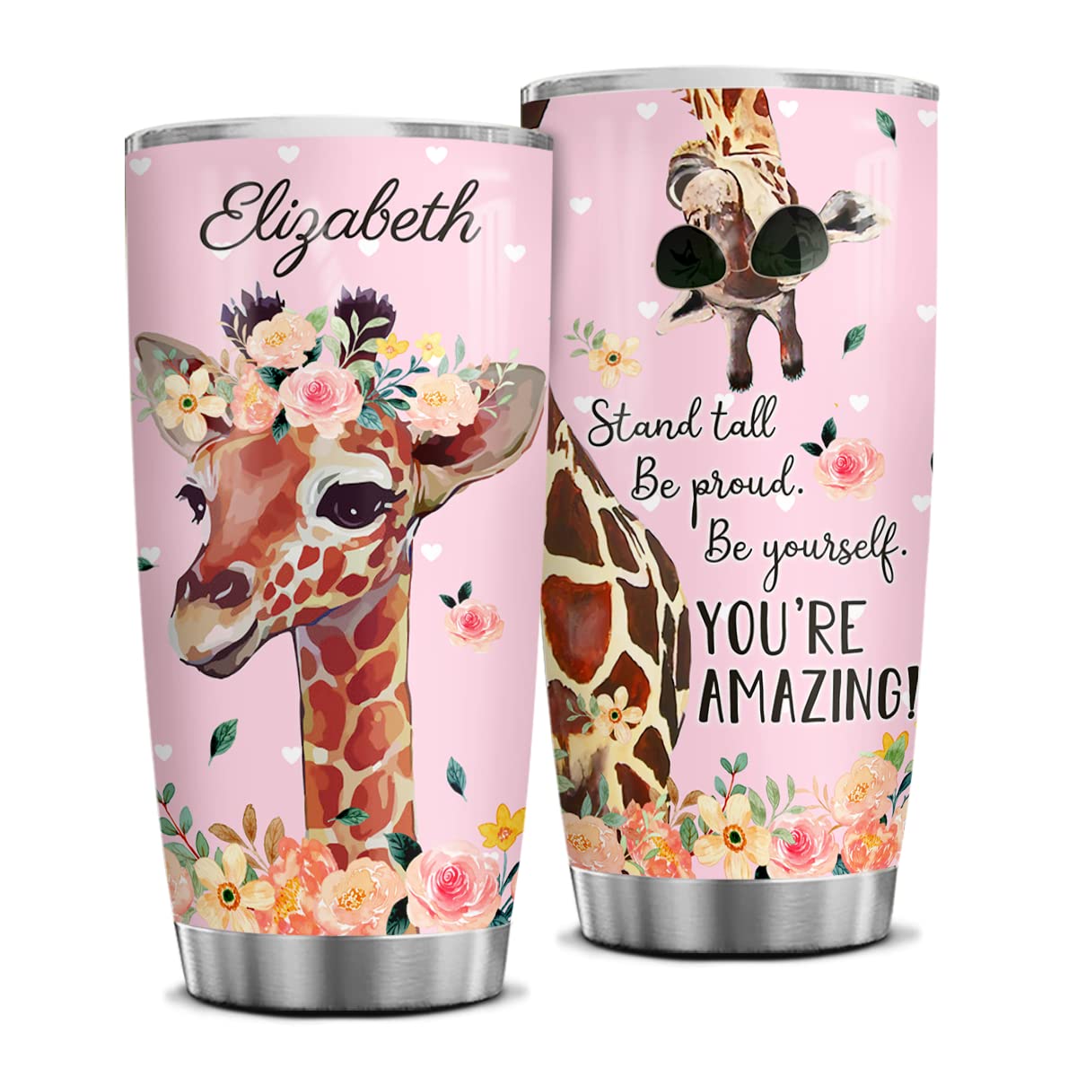 Personalized Giraffe Advice Tumbler - 20oz & 30oz Stainless Steel Motivational Travel Cup for Women, Perfect Birthday & Christmas Gift for Giraffe Lovers - Great for Office, Gym, Hiking & Daily Inspiration