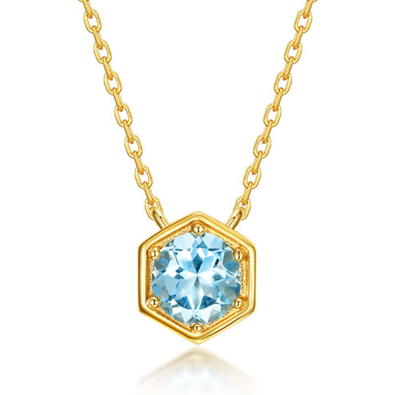Hexagon Bezel Birthstone Necklace - Personalized Gemstone Jewelry for Women | NL812 | Perfect Gift for Birthday, Anniversary & Mother's Day