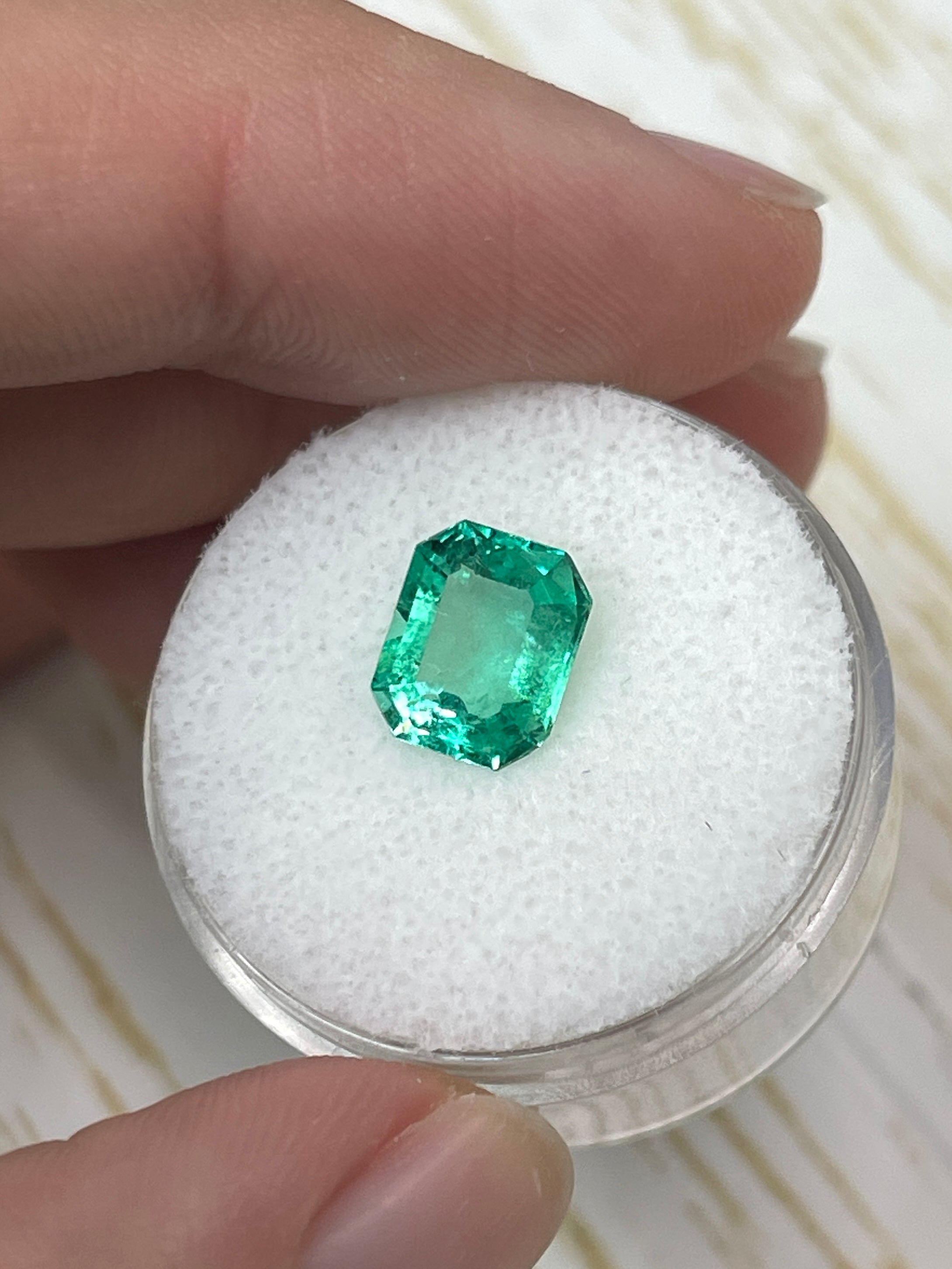 2.14 Carat 9x7mm Muzo Yellowish Green Natural Loose Colombian Emerald - Emerald Cut Gemstone for Jewelry Making, Engagement Rings & Collector's Items