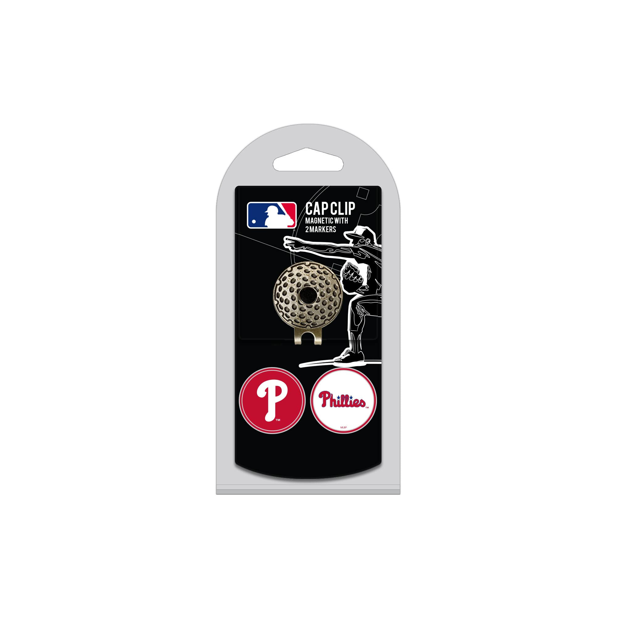 Team Golf MLB Golf Cap Clip with 2 Removable Double-Sided Enamel Magnetic Ball Markers - Easy Hat Attachment for Golfers | Perfect for Golf Accessories, Course Play & Fan Gear