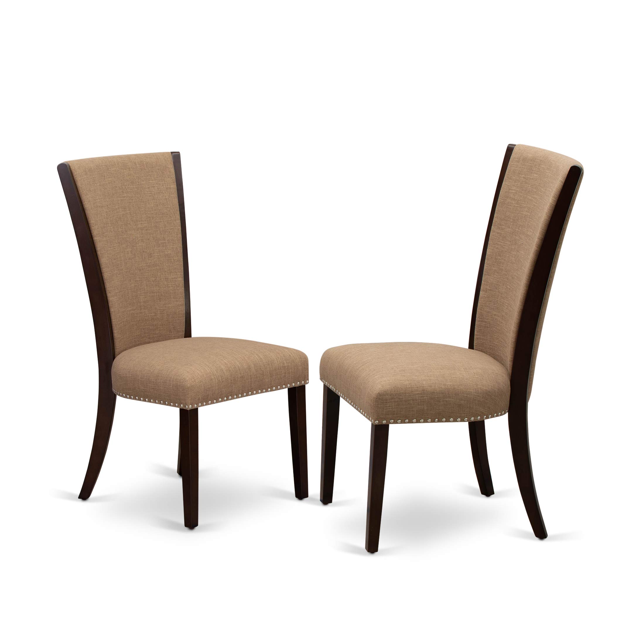 East West Furniture 3-Piece Kitchen Table Set with Butterfly Leaf - Rectangle Dining Table & 2 Light Sable Linen Parson Chairs, 32x54 Inch, Mahogany - Perfect for Small Spaces, Breakfast Nooks & Cozy Dining Areas