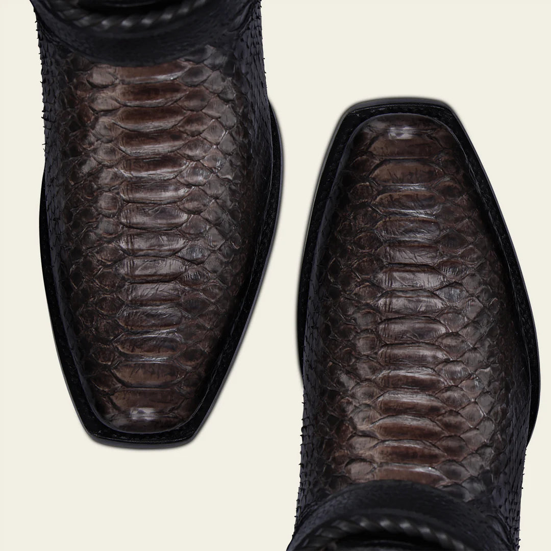 Men's Cuadra Black Casual Cowboy Python Skin Zip Ankle Boots - Stylish Western Boots for Everyday Wear, Outdoor Adventures & Country Events