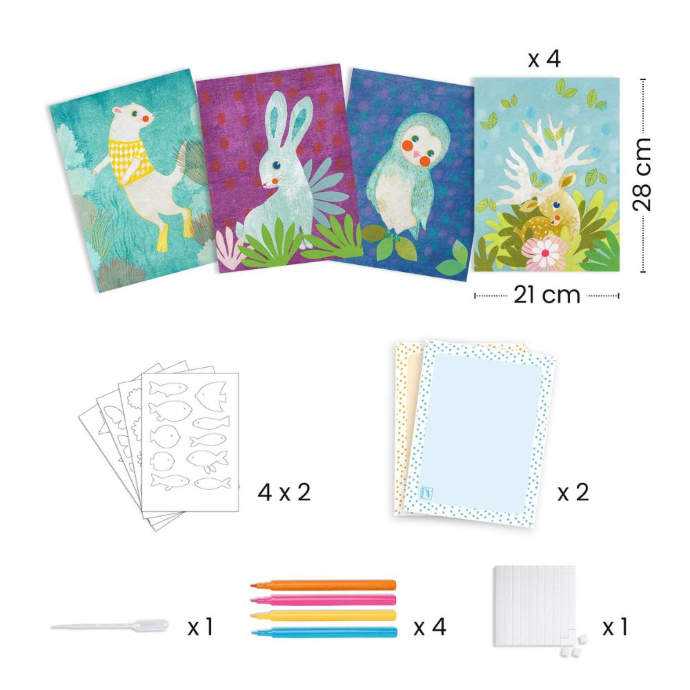 Djeco Create with Paper Kit - DIY Art & Craft Activity with Blotting Paper for Kids - Perfect for Creative Projects & Home Decor