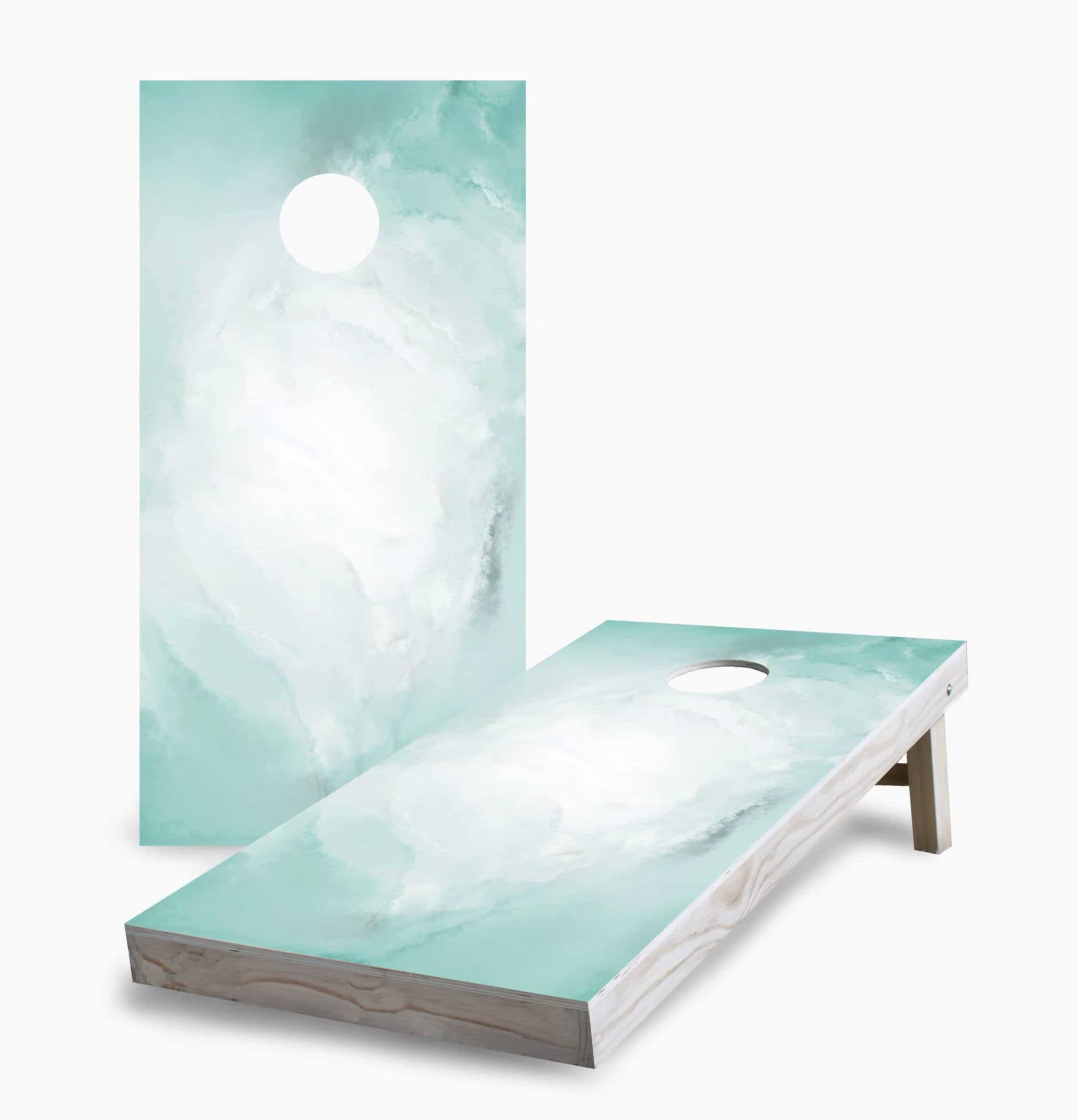 Skip's Garage Turquoise Watercolor Regulation Size Cornhole Set - Custom Cornhole Boards with 8 Bags - Perfect for Backyard Parties, Tailgating & Outdoor Games