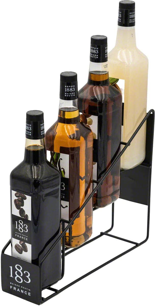 1883 4-Bottle Syrup Rack - Premium Maple & Cocktail Syrup Organizer for Bar, Kitchen & Coffee Station | Durable & Space-Saving Storage Solution