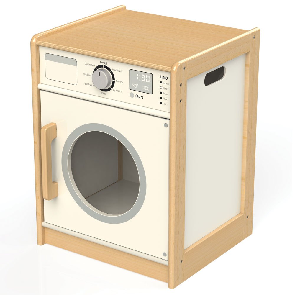 Tidlo T0302 Wooden Kitchen Accessories for Washing Machine - Colorful Play Food Set for Kids, Pretend Play & Montessori Learning Toys