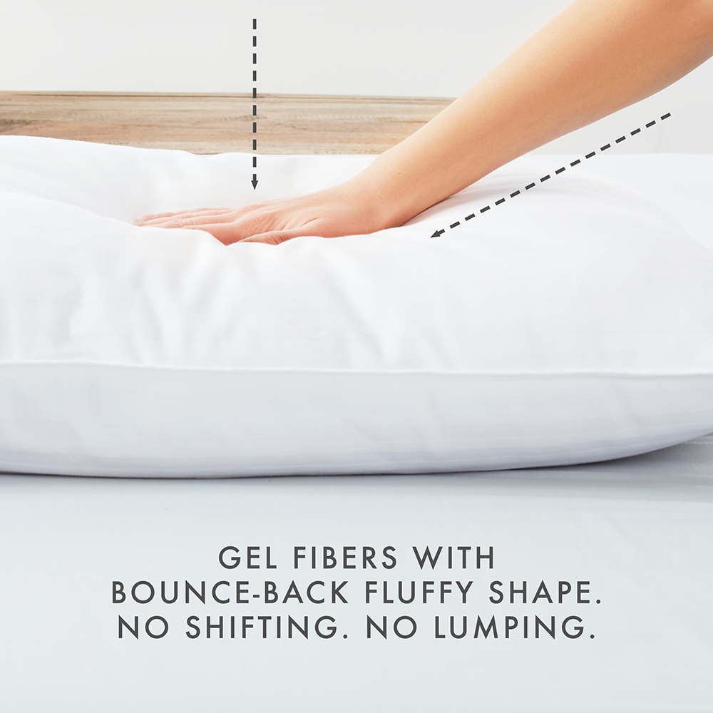 Soft & Supportive Gel Fiber Pillow (2 Pack) - Hypoallergenic Down Alternative for Side, Back & Stomach Sleepers - Perfect for Bedroom, Guest Room & Travel