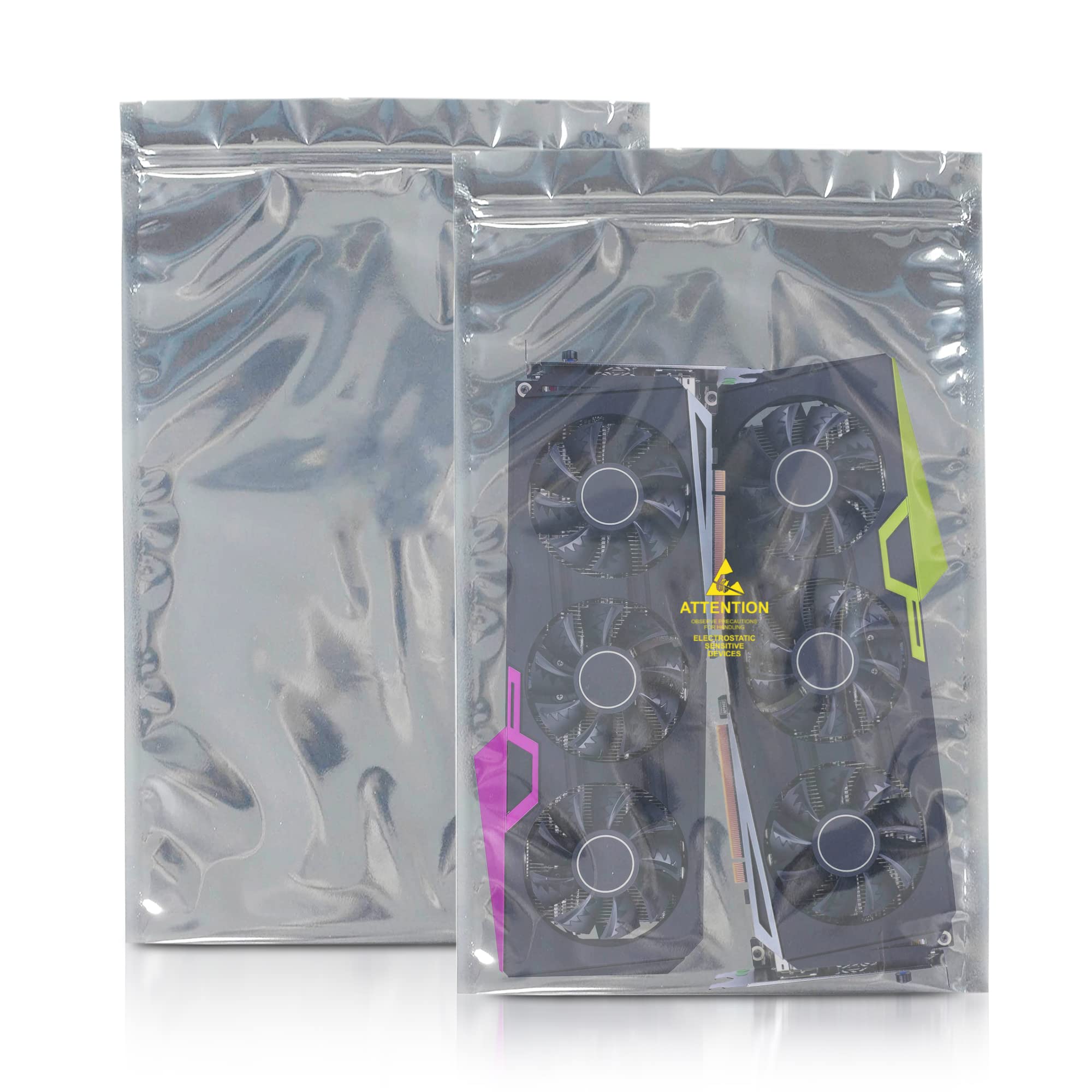 APQ 200-Pack 16x24 Grey Static Shielding Zipper Bags | ESD Protection for Electronics | Seal Top Closure | Transparent Anti-Static Bags for Sensitive Components - Perfect for PCB Storage & Electronic Parts Protection