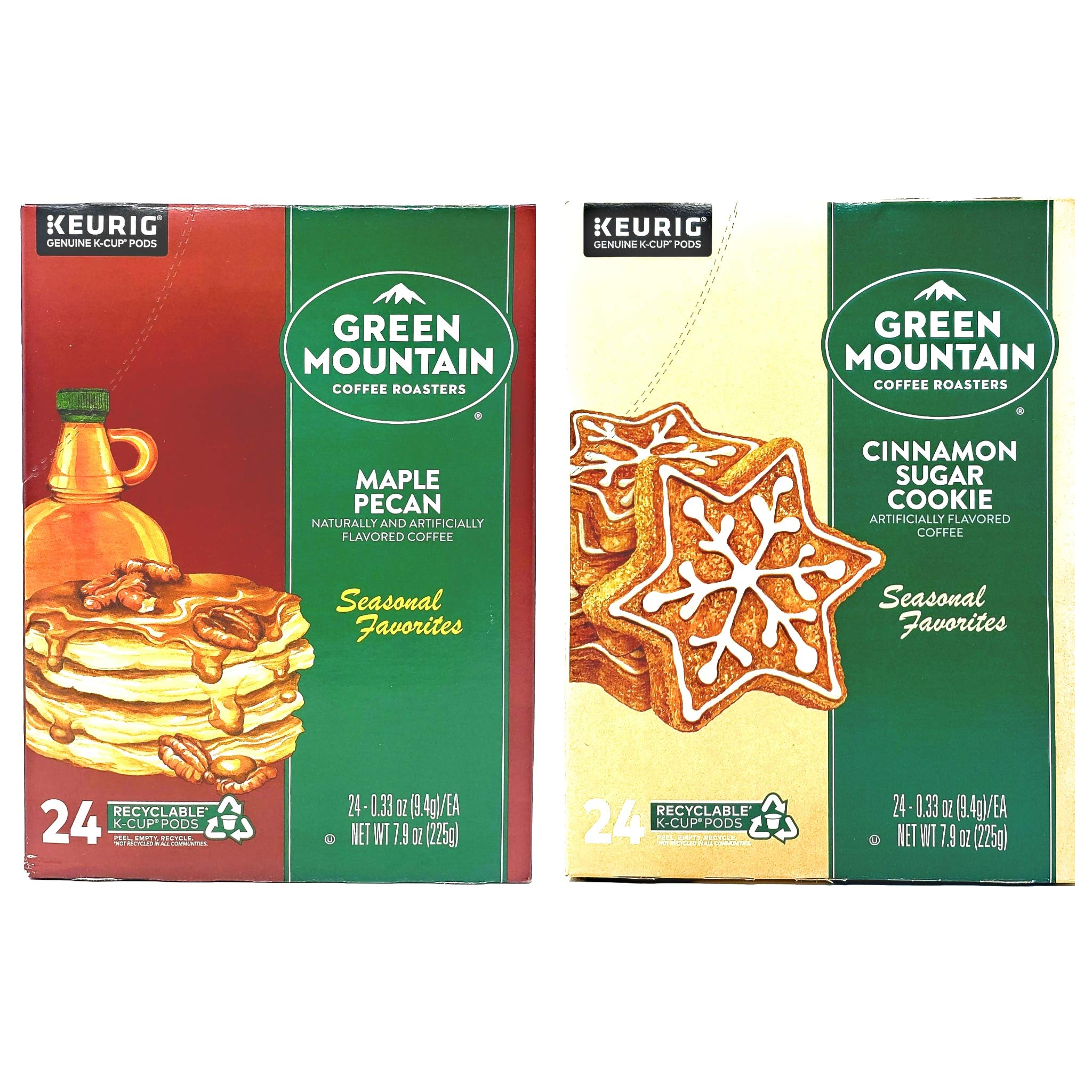 Green Mountain Coffee K-Cup Seasonal Variety Pack - 48 Count (24 Cinnamon Sugar Cookie & 24 Maple Pecan) | Compatible with Keurig Single Serve Coffee Makers | Perfect for Holiday Gifts, Office Breakrooms & Cozy Winter Mornings