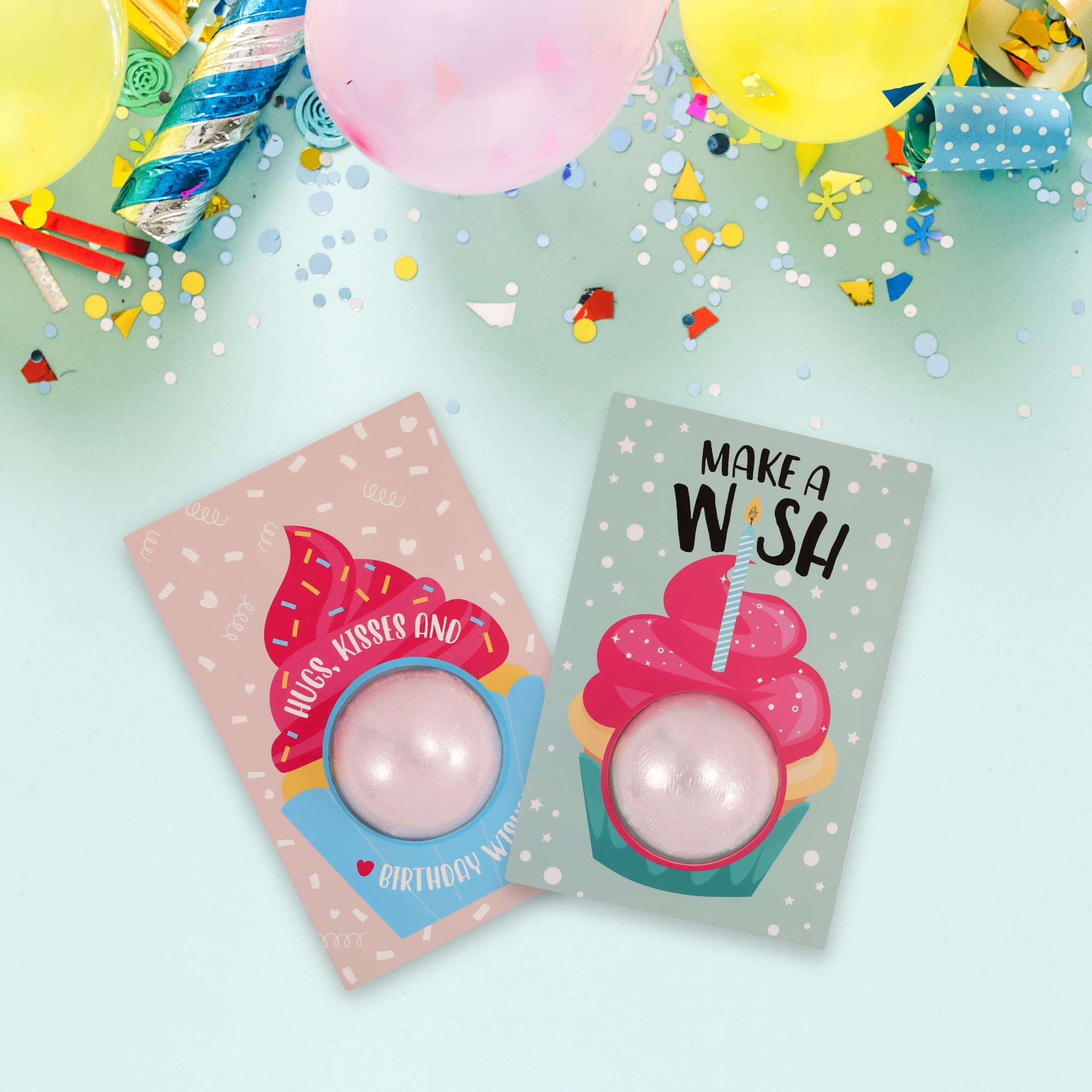 Pop Fizz Birthday Card Bath Bombs (4-Pack) - Perfect Gift for Women's Celebrations