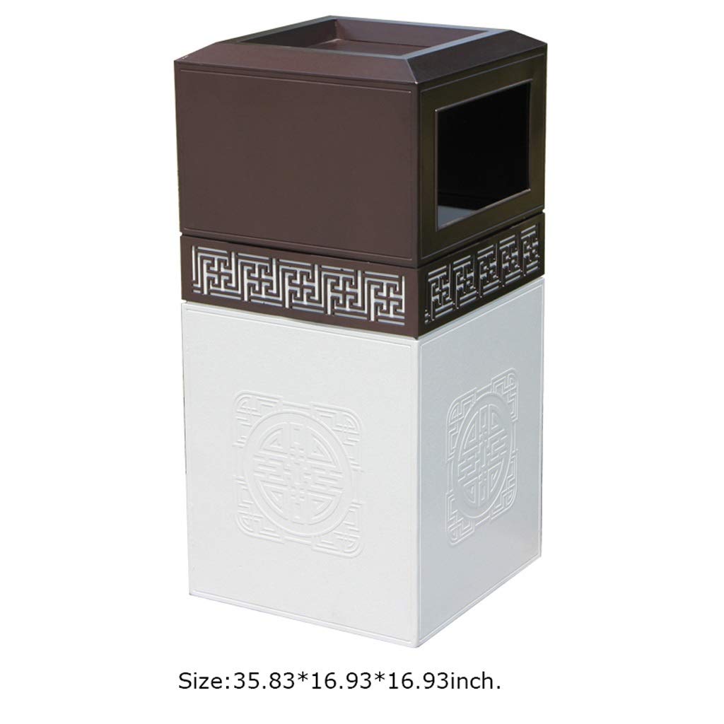 Premium Cast Aluminum Recycling Bin - Imitation Marble Trash Can with Sorting Organizer for Kitchen, Hotel & Patio | Eco-Friendly Waste Container (Coffee & White) - Perfect for Home, Office & Outdoor Waste Management