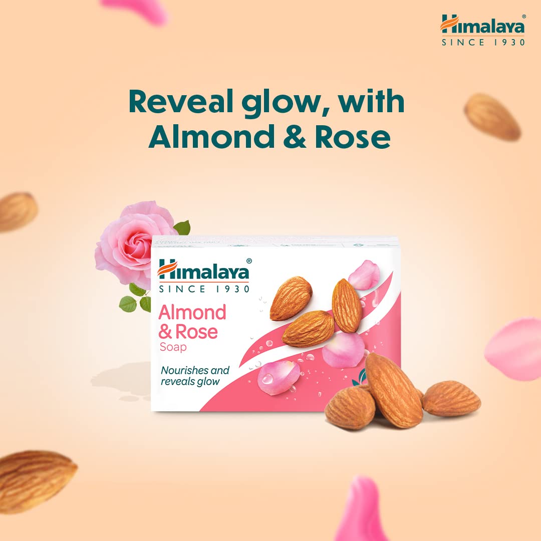 Himalaya Herbals Moisturizing Almond and Rose Soap - 125g Bar for Dry Skin, Natural Glow & Aromatherapy | Perfect for Daily Face & Body Cleansing, Spa Day & Gift Sets
