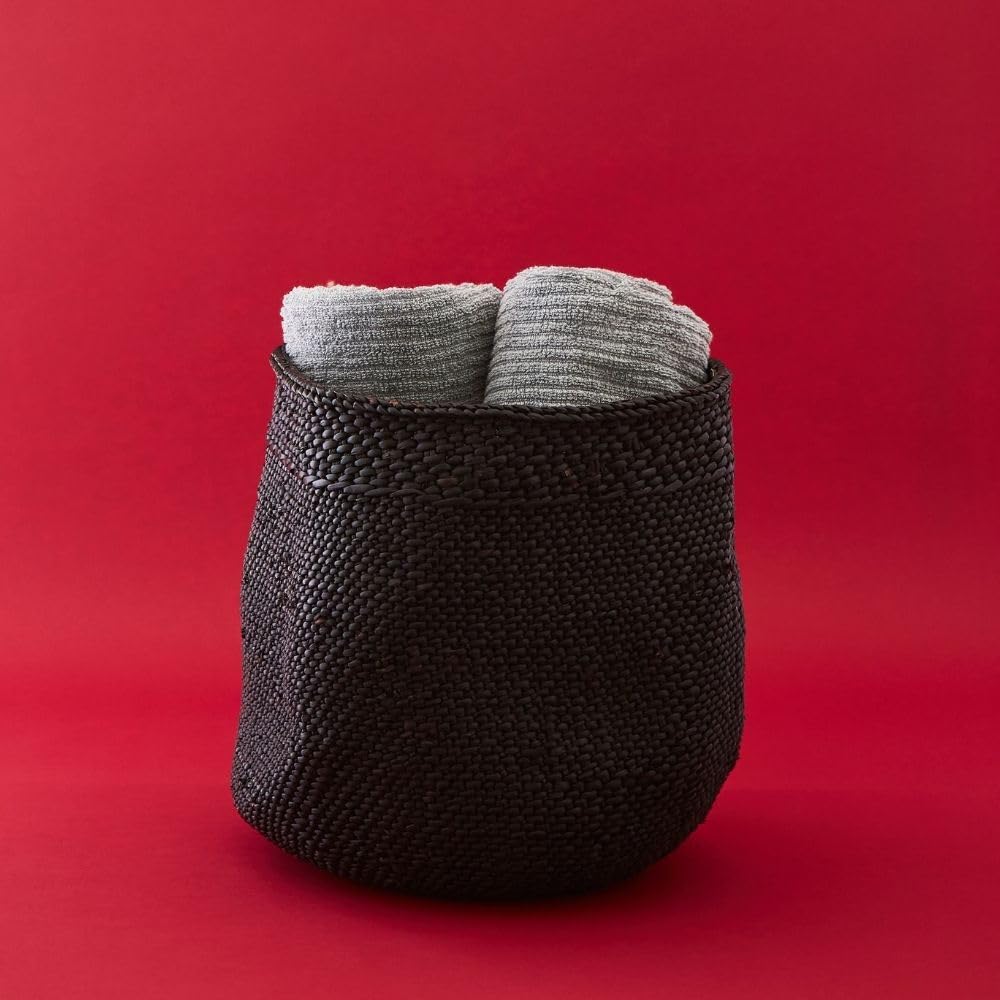 Small Black Woven Basket - Iringa Indoor Planter & Toy Storage Organizer for Home Decor, Nursery, and Playroom Organization