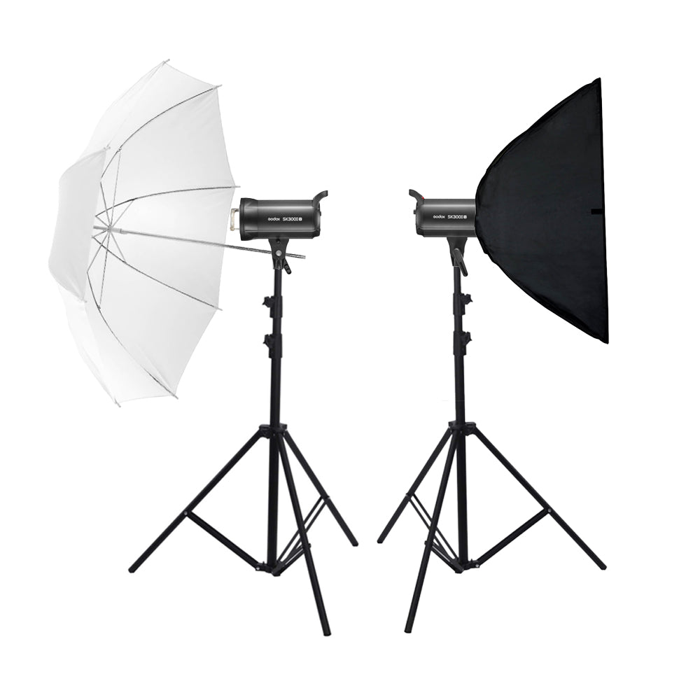 SK300II V Portable Studio Flash Light Photography Twin Kit - Professional Lighting for Portraits, Product Shots & YouTube Videos