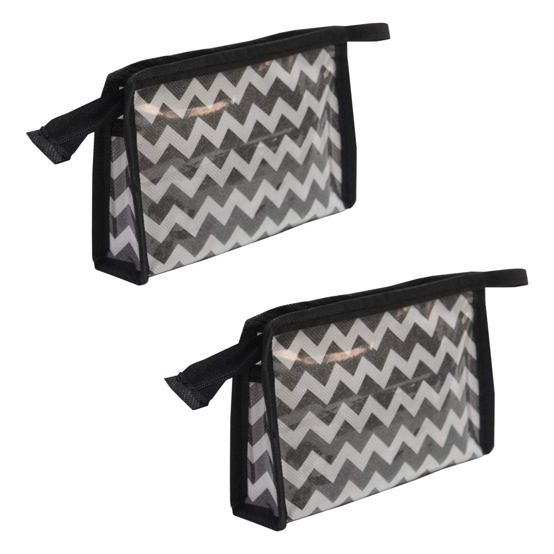 PrettyKrafts Black Plastic Shaving & Makeup Kit Organizer Pouch for Men & Women (2-Pack) - Travel Toiletry Bag for Gym, Camping & Cosmetics Storage
