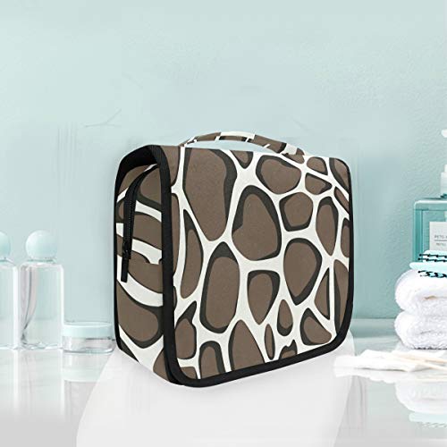 Domook Hanging Travel Toiletry Bag - Cute Giraffe Leopard Print Makeup Organizer for Men & Women - Perfect for Camping, Gym & Vacation Essentials Storage