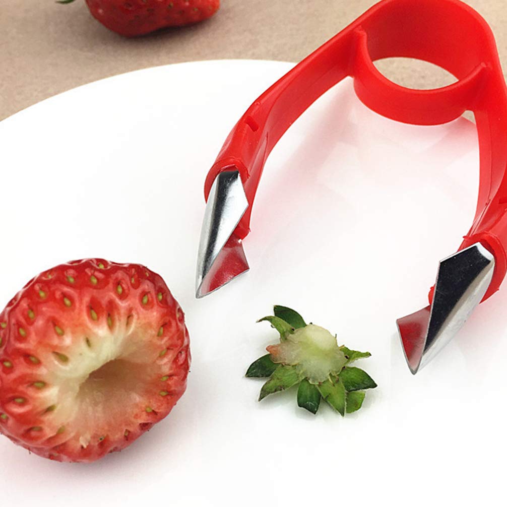 DOITOOL 2-Pack Stainless Steel Potato Peeler & Strawberry Huller - Kitchen Tool for Peeling Potatoes, Coring Fruits, Removing Stems - Lightweight & Durable for Cooking, Baking, Salad Prep (Red)