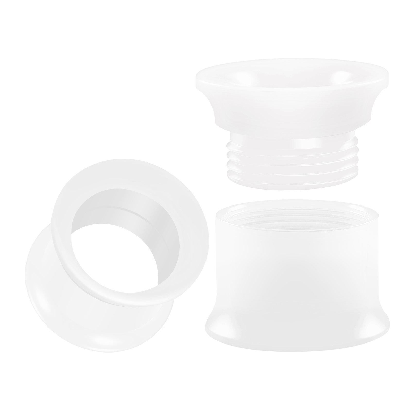 White Acrylic Double Flared Saddle Piercing Jewelry - Screw Flesh Tunnel Earrings for Ear Stretching - Big Gauges Lobe Plugs for Men & Women - Perfect for Daily Wear, Parties and Body Modification