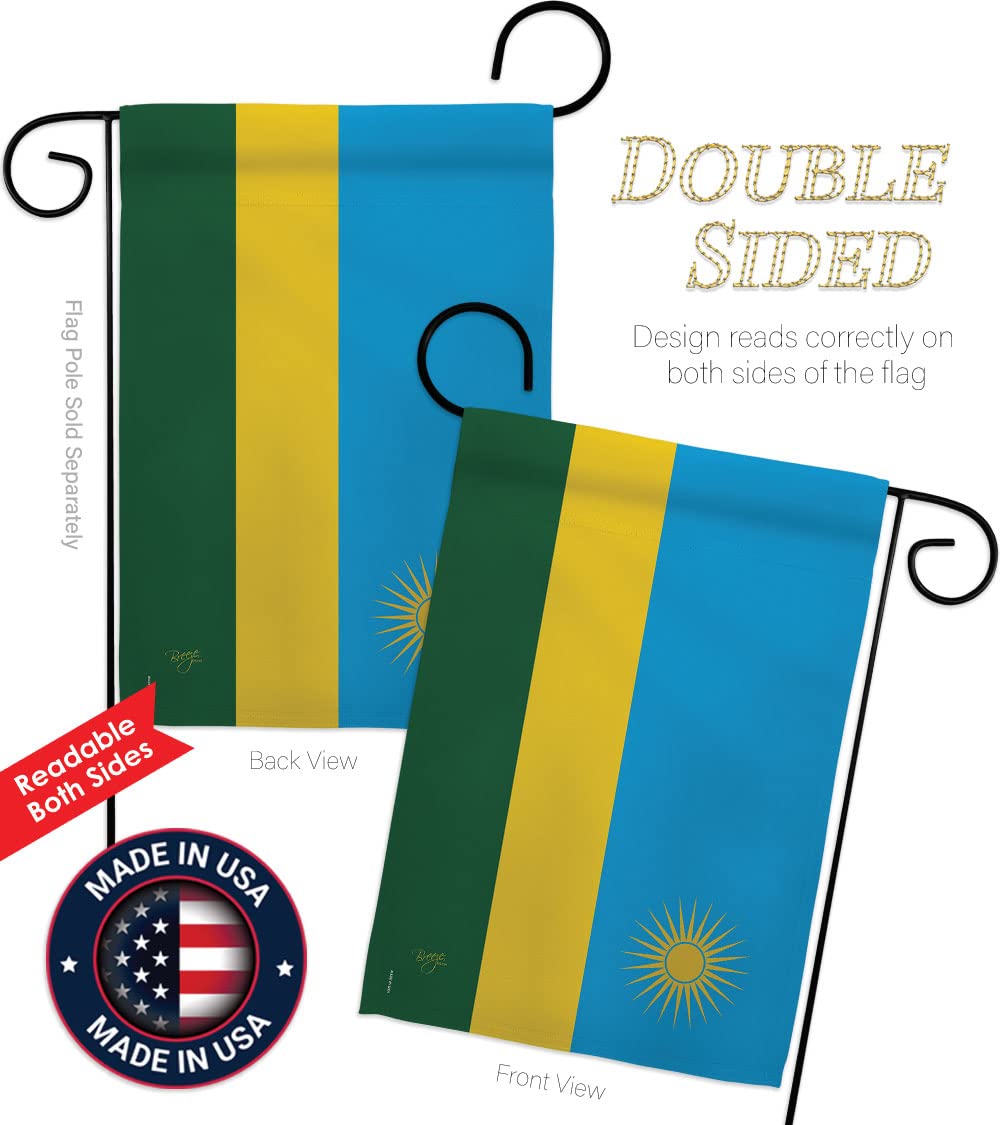 Rwanda Garden Flag Set with Stand - Double-Sided Yard Decor for Home & Gifts