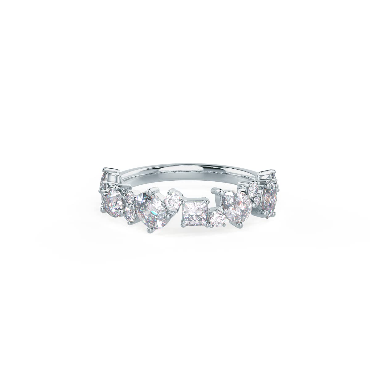 1.50Ct Multi-Shape Moissanite Eternity Ring for Women - 14k White Gold Wedding Band, Anniversary Promise Ring with Claw Setting - Perfect for Bridal, Engagement, and Special Occasions