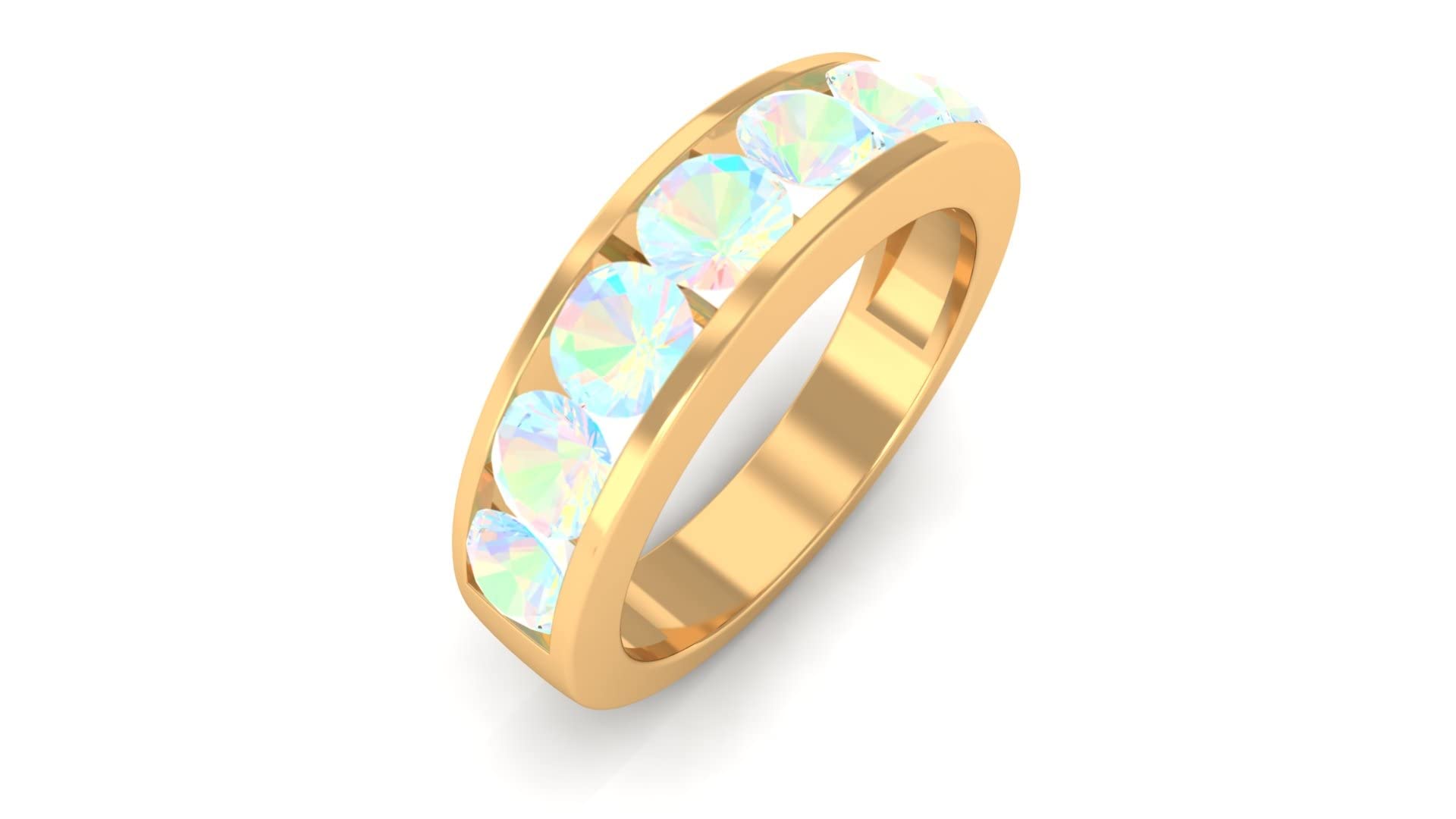Ethiopian Opal Band Ring - 7 Stone 14K Solid Gold Women's Ring | Elegant Jewelry for Weddings, Anniversaries & Special Occasions