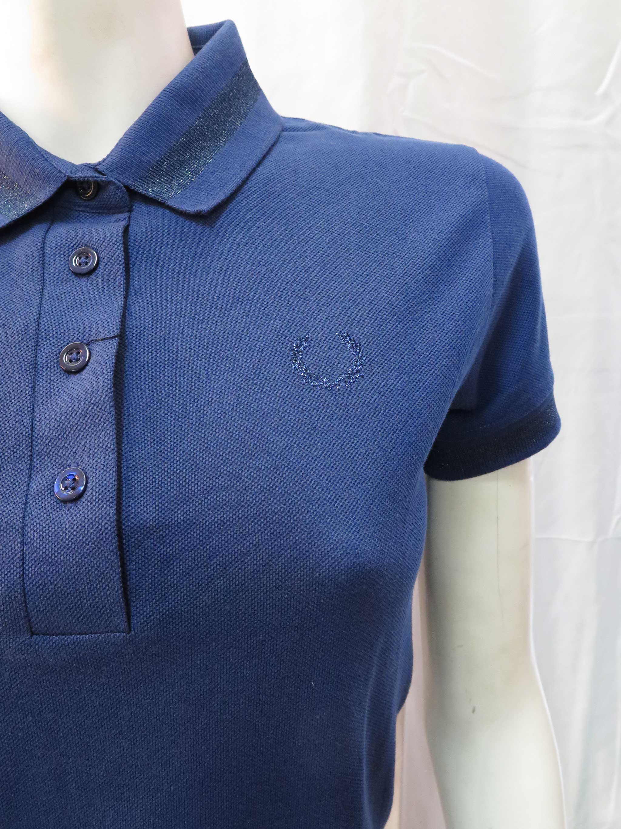 Fred Perry Women's Reflex Blue Bomber Tipped Shirt | Classic Polo Style for Casual Wear & Office Outfits