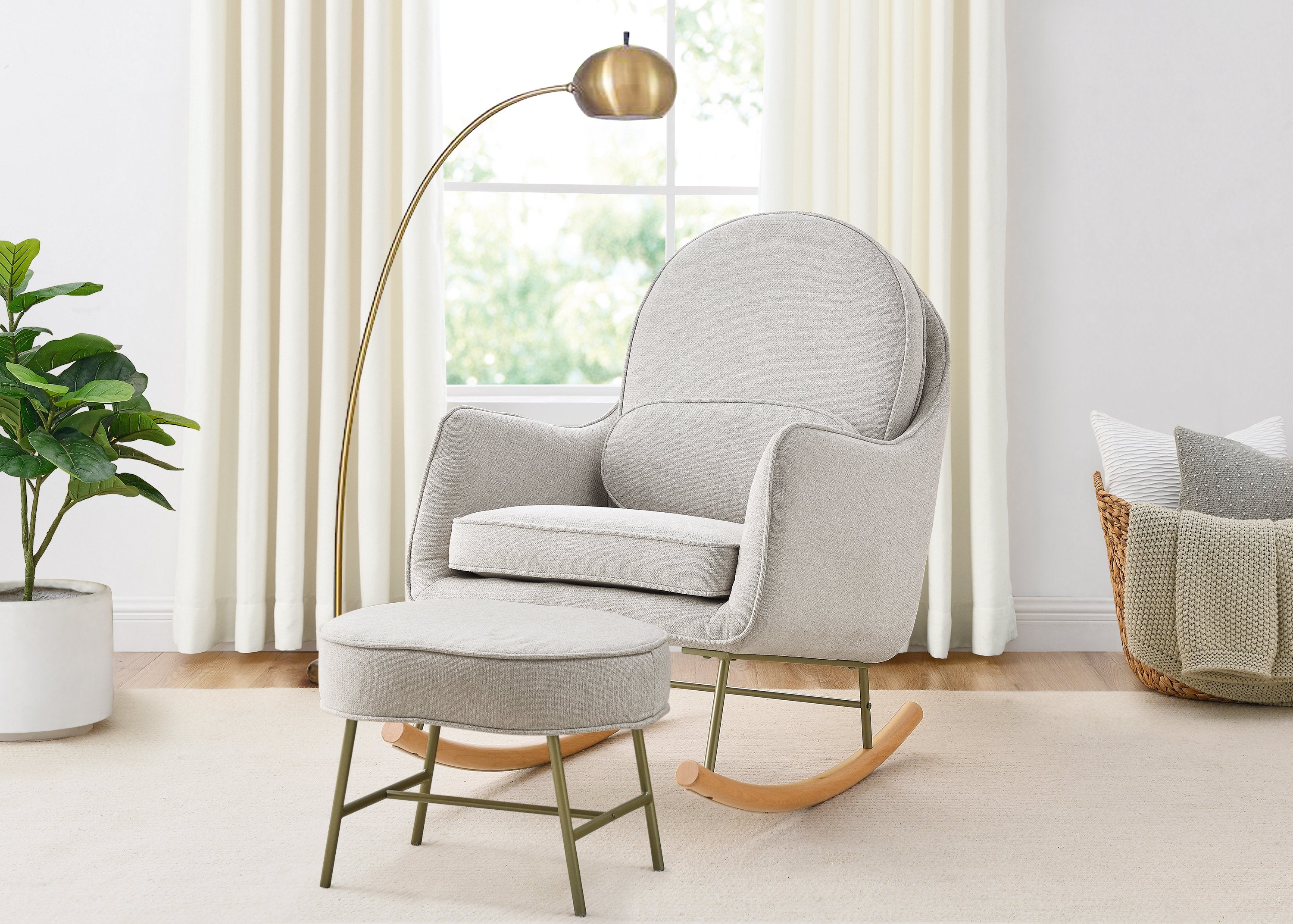 Ella Modern Rocking Chair & Ottoman Set with LiveSmart Evolve Fabric - Perfect for Nursery, Living Room, or Bedroom Relaxation