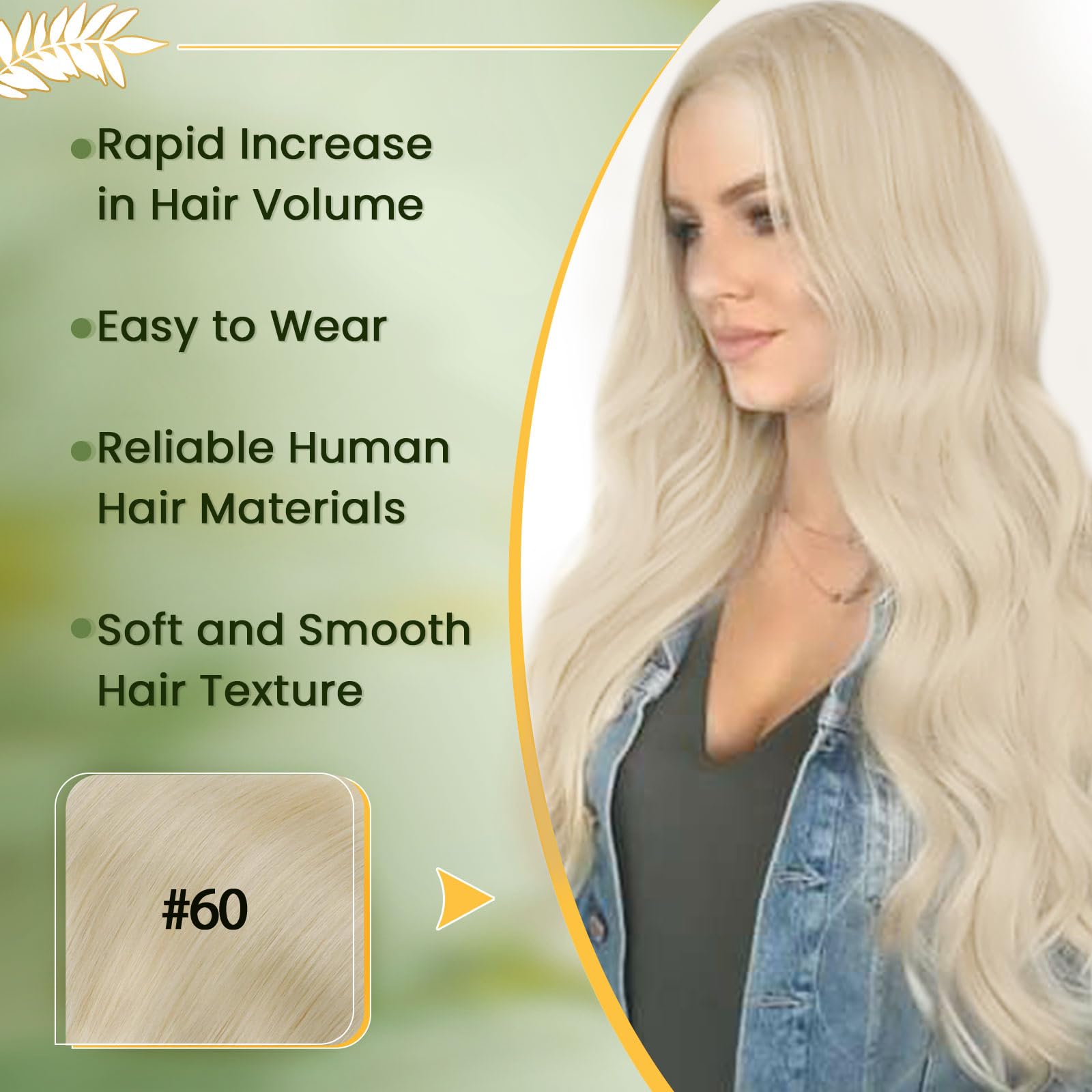 RUNATURE Clip in Hair Extensions 18 Inch - 7pcs 120g Real Human Remy Hair, Platinum Blonde, Double Weft Thick Hair Extensions for Women (Can Be Dyed) - Perfect for Parties, Weddings & Daily Styling